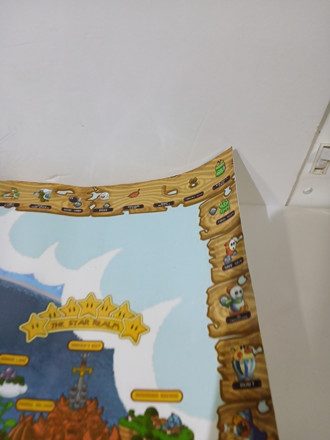 Vintage SUPER MARIO WORLD Yoshi’s Island Nintendo Map Poster 24×16 Glossy