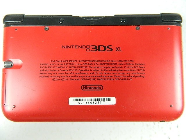Nintendo 3DS XL Handheld Console System RED-001 w/Charger, 4GB Mem. Card, Case