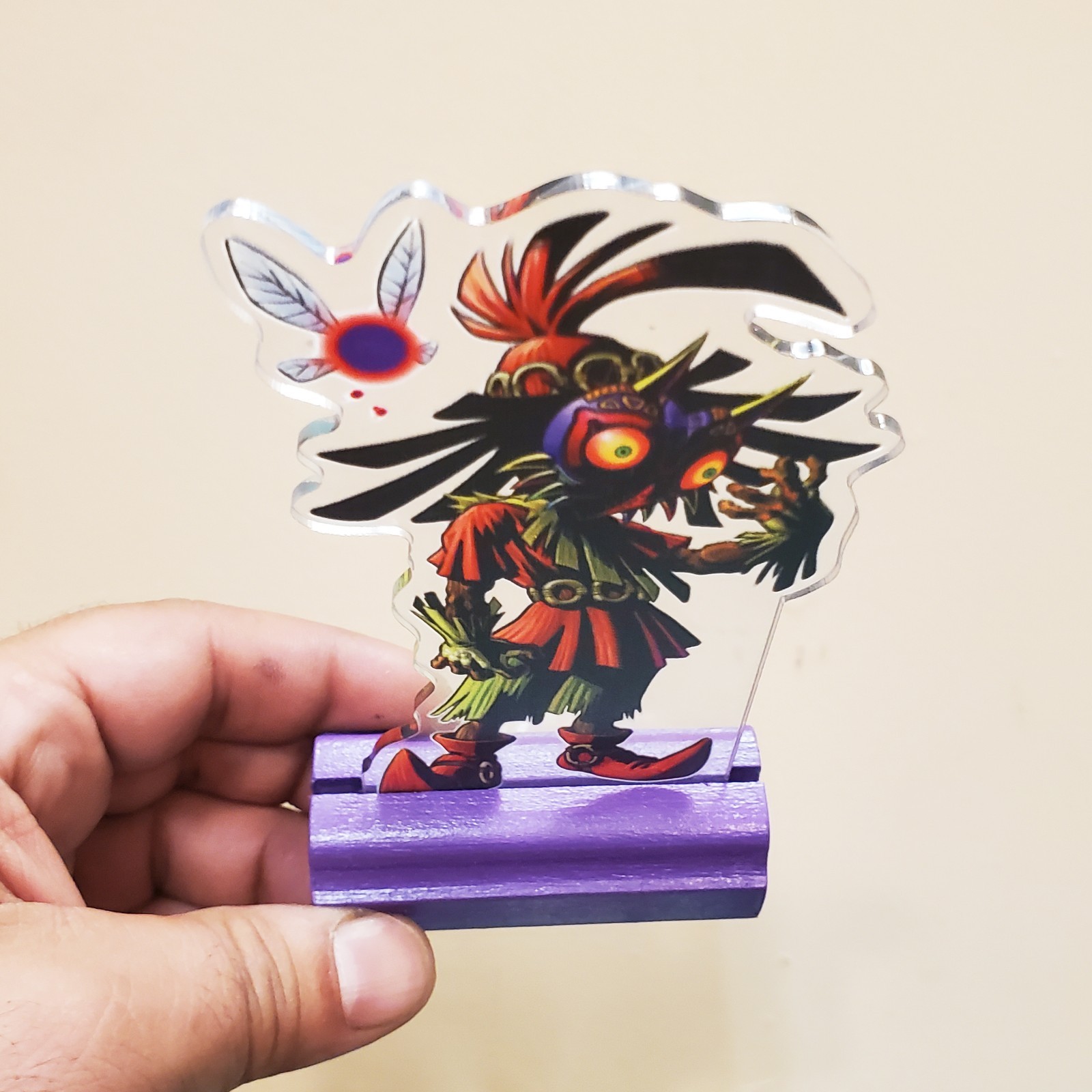 Majoras Mask Skull Kid Cutout Display Standee 5.5 in. tall w/ Purple Wooden Base