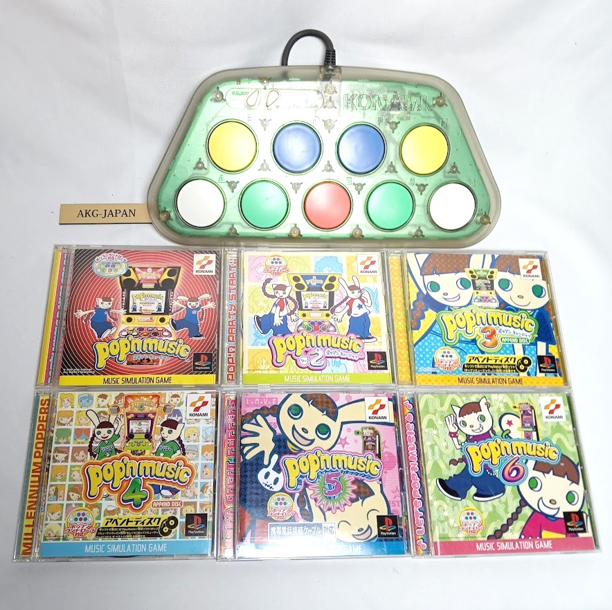 PS1 Pop’n Controller + Pop’n Music 1 – 6 NTSC-J Japan Konami Sony PlayStation