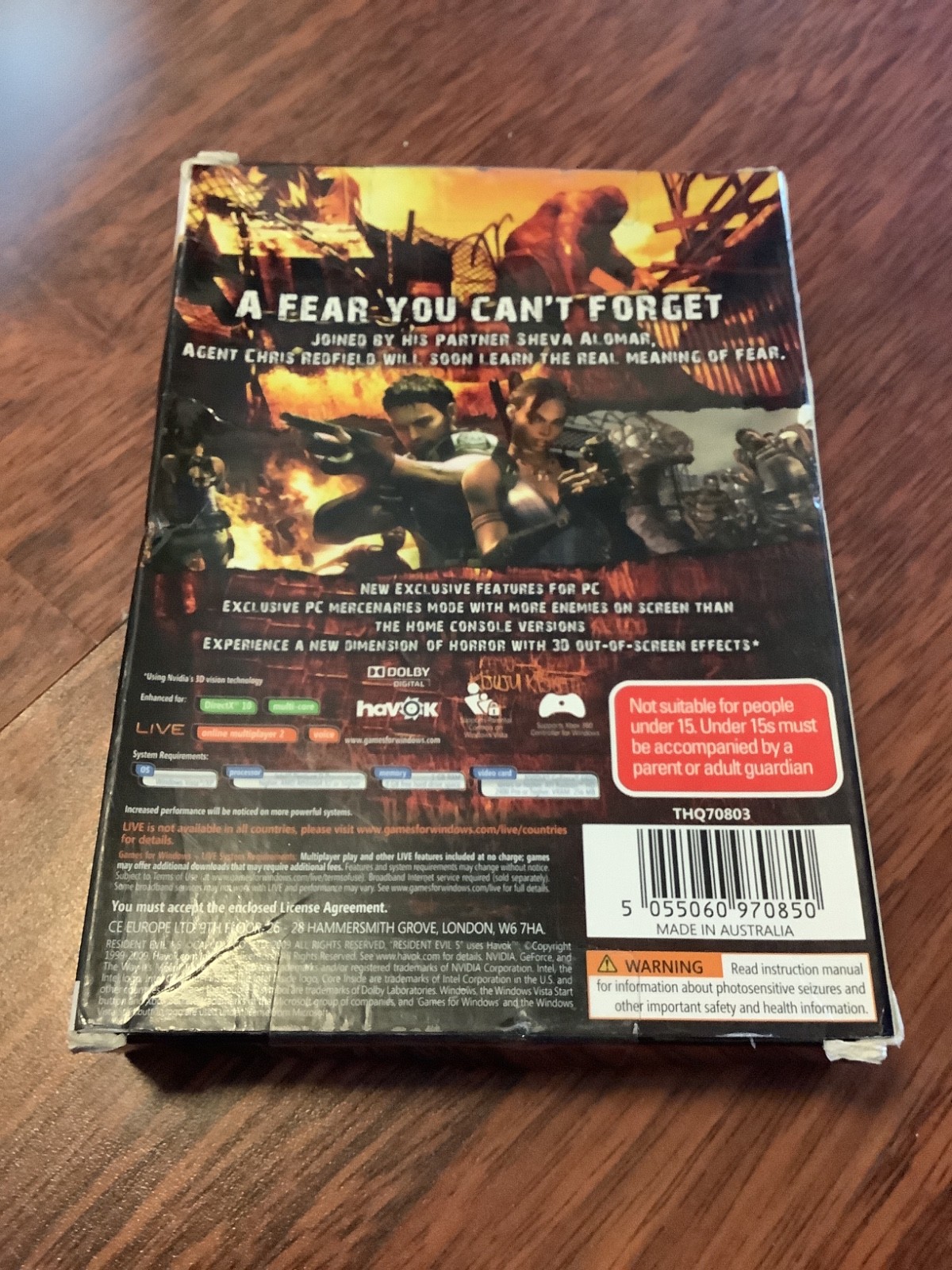 RESIDENT EVIL 5 LIVE PC DVD-ROM CAPCOM MA15+ SEALED RARE AUSTRALIAN RELEASE