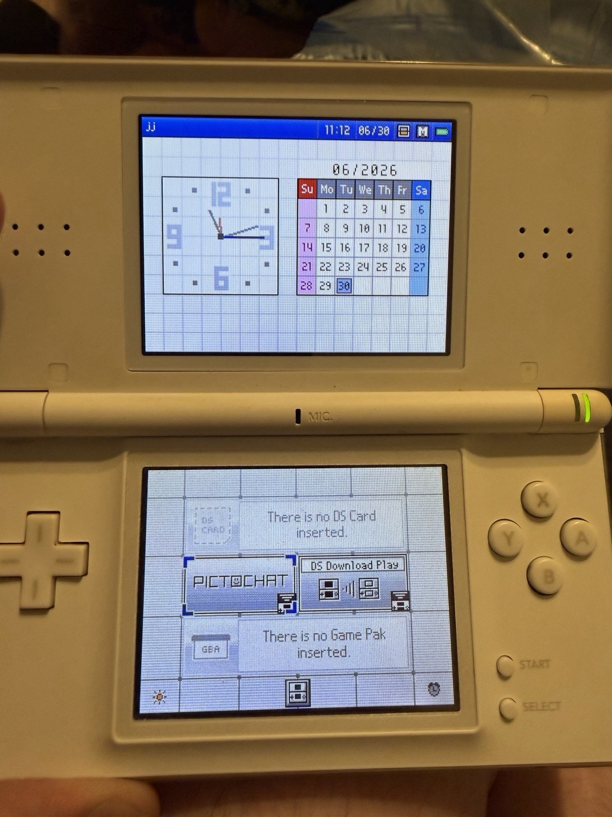 Nintendo DS Lite White Handheld Console Backlit w/ Charger, Stylus & Game