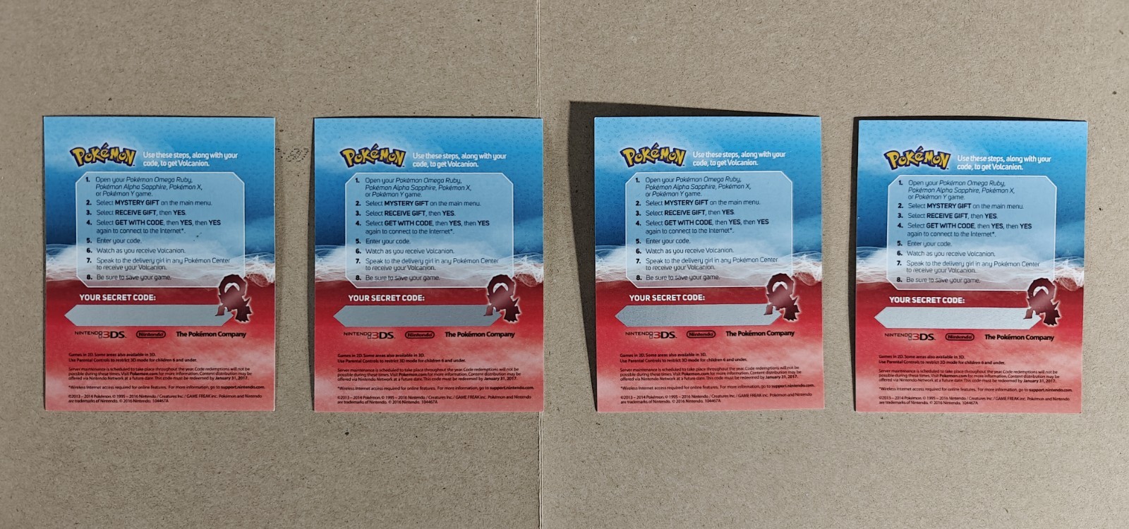 Pokémon Promo Card – Volcanion Mythical Lot of 4 (2016) – Codes Expired
