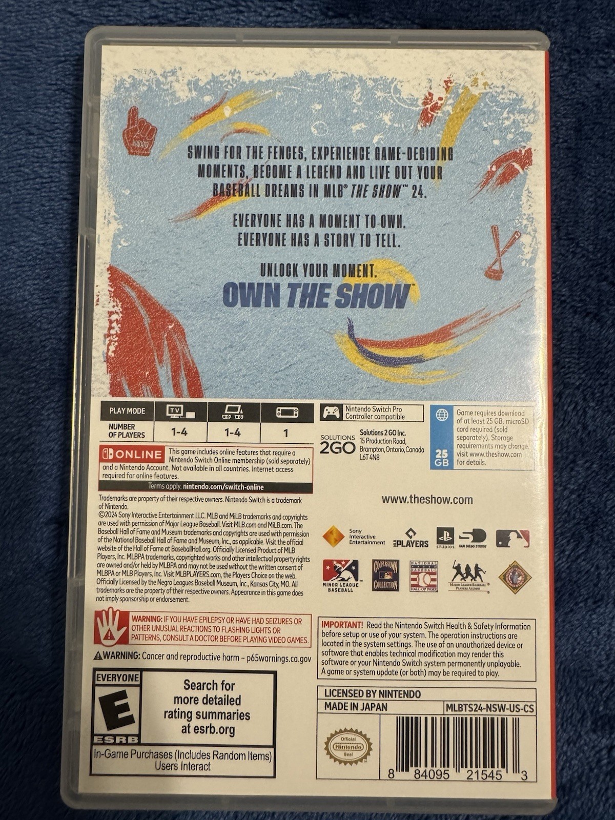 MLB The Show 24 Nintendo Switch, Case, Cover Art, Game, Vladdy Jr, Tested, Used