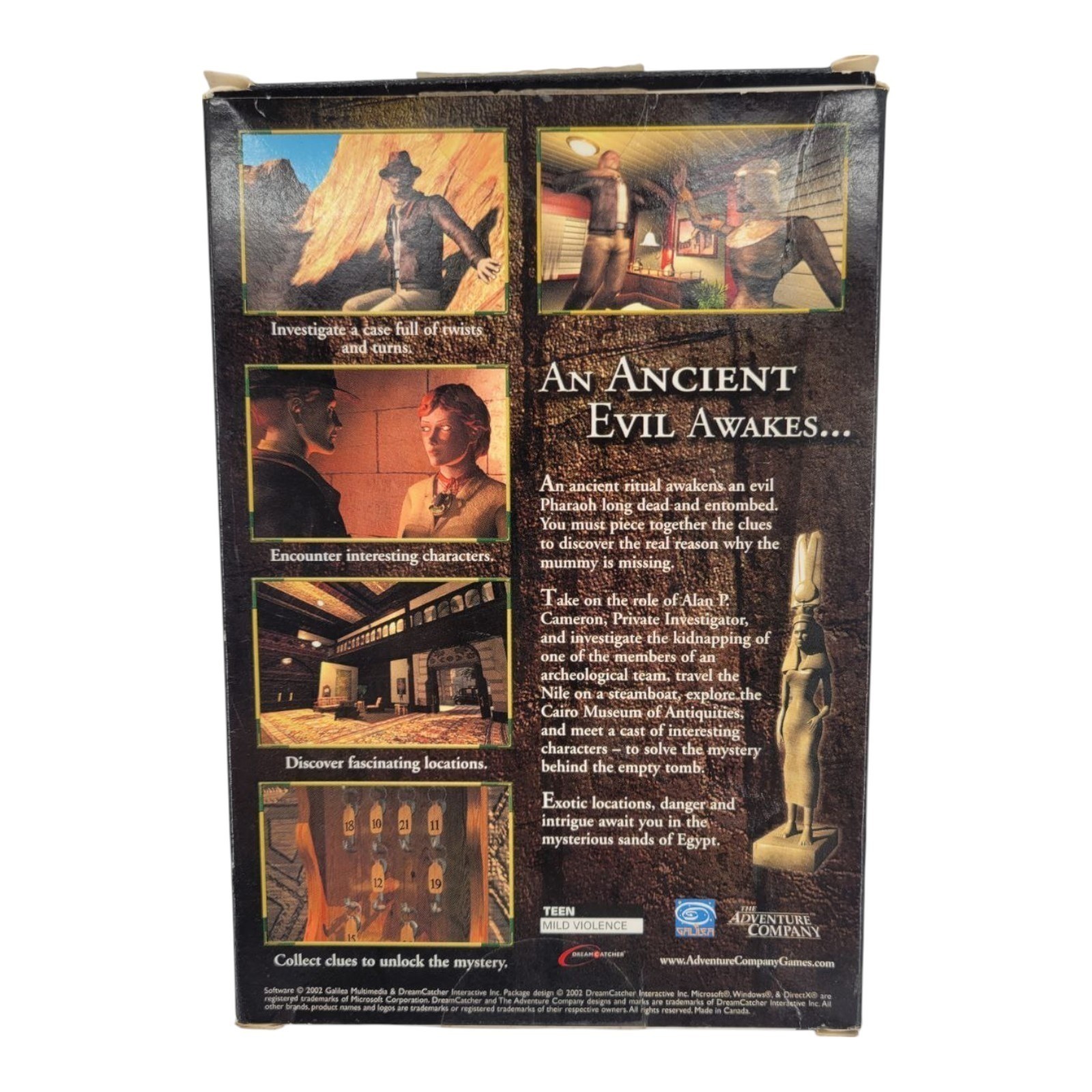 The Cameron Files Pharaohs Curse PC CD ROM Game 2002 The Adventure Company