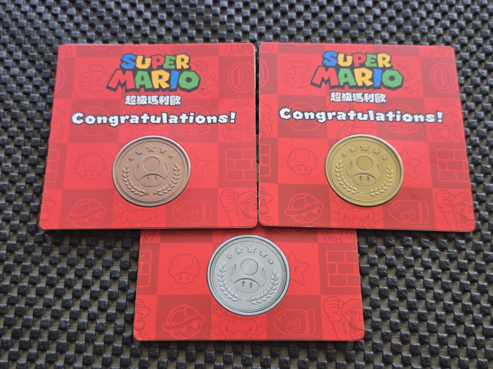 Nintendo Store China Super Mario Coin Medal LOT 3 Giveaway Rare Promo NES SWITCH