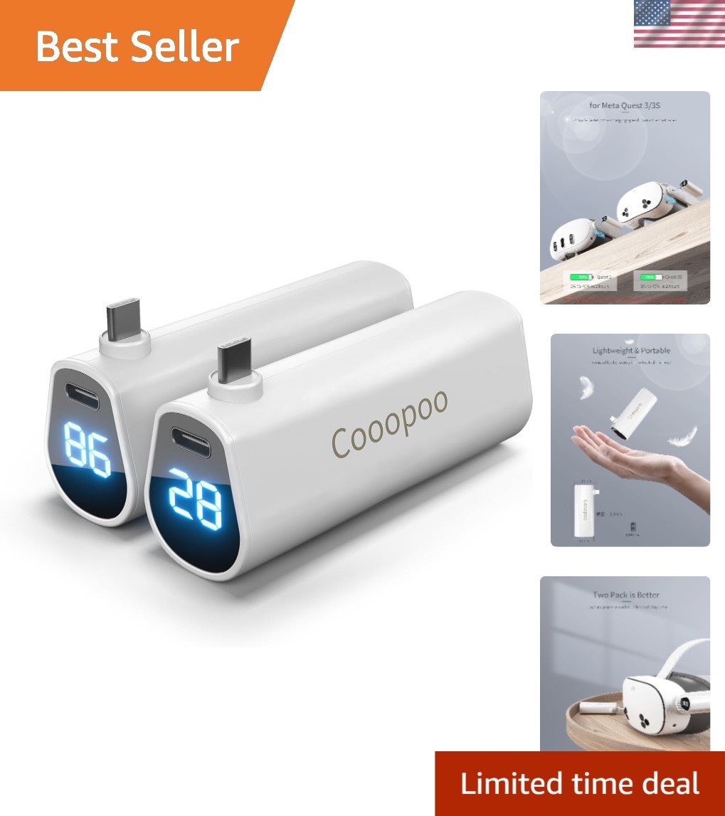 5000mAh Battery Pack with LCD Indicator – Meta Quest 3/3S Power Solution [2Pack]