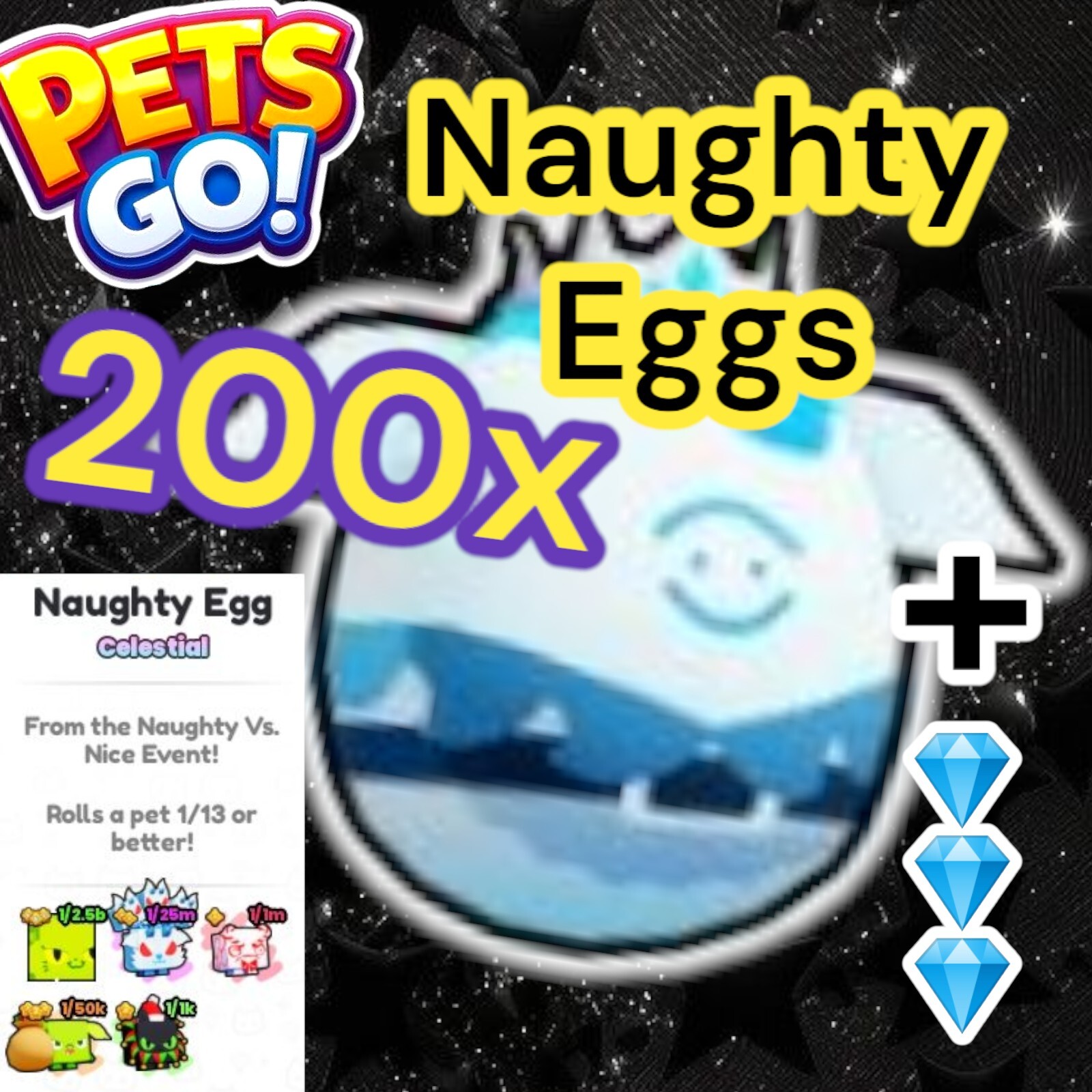 Pets GO. 200x Naughty Eggs + 200k Diamonds. Christmas Update. Same Day