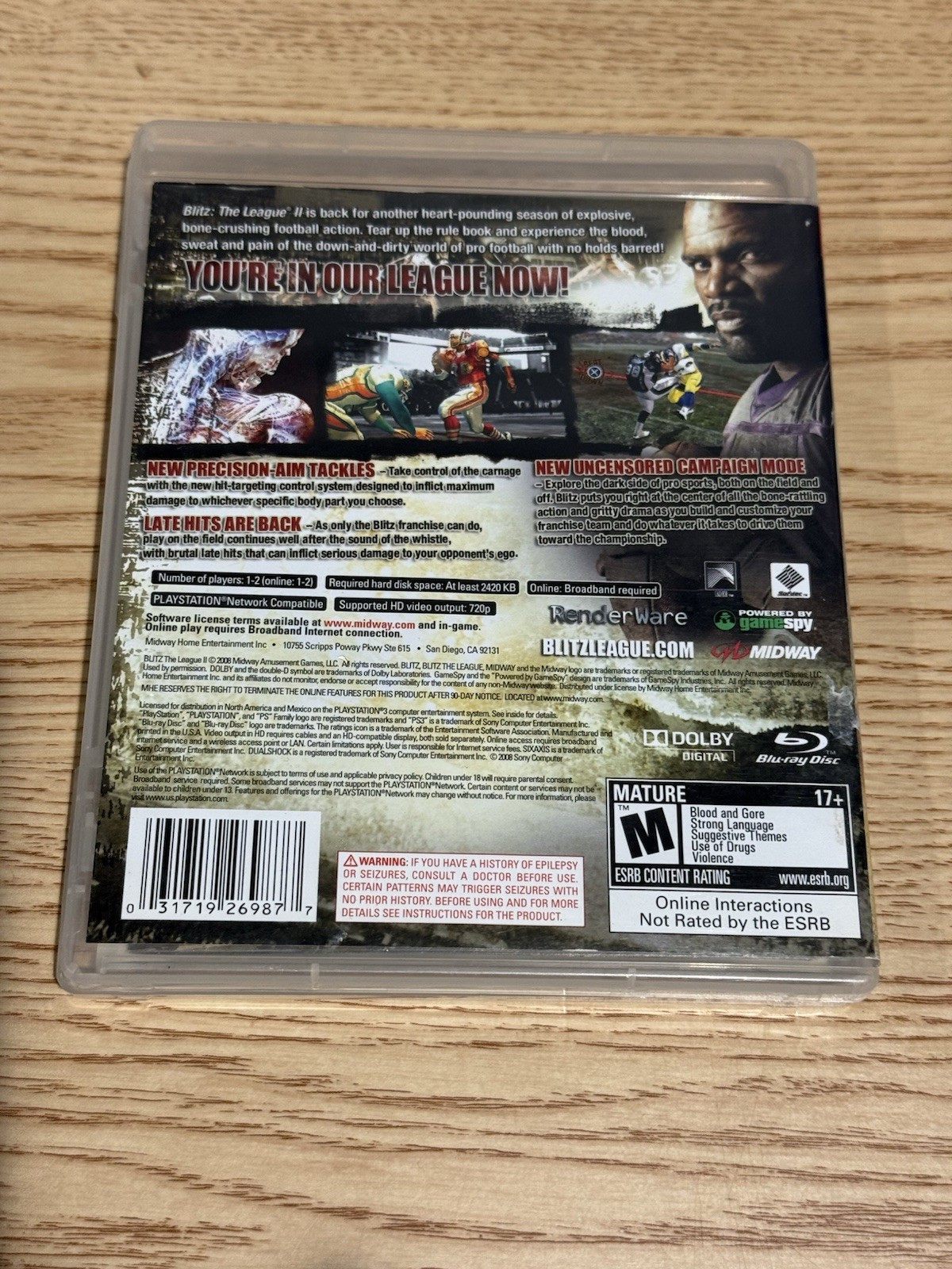 Blitz The League II For PS3 Featuring Lawrence Taylor Includes Case & Manual