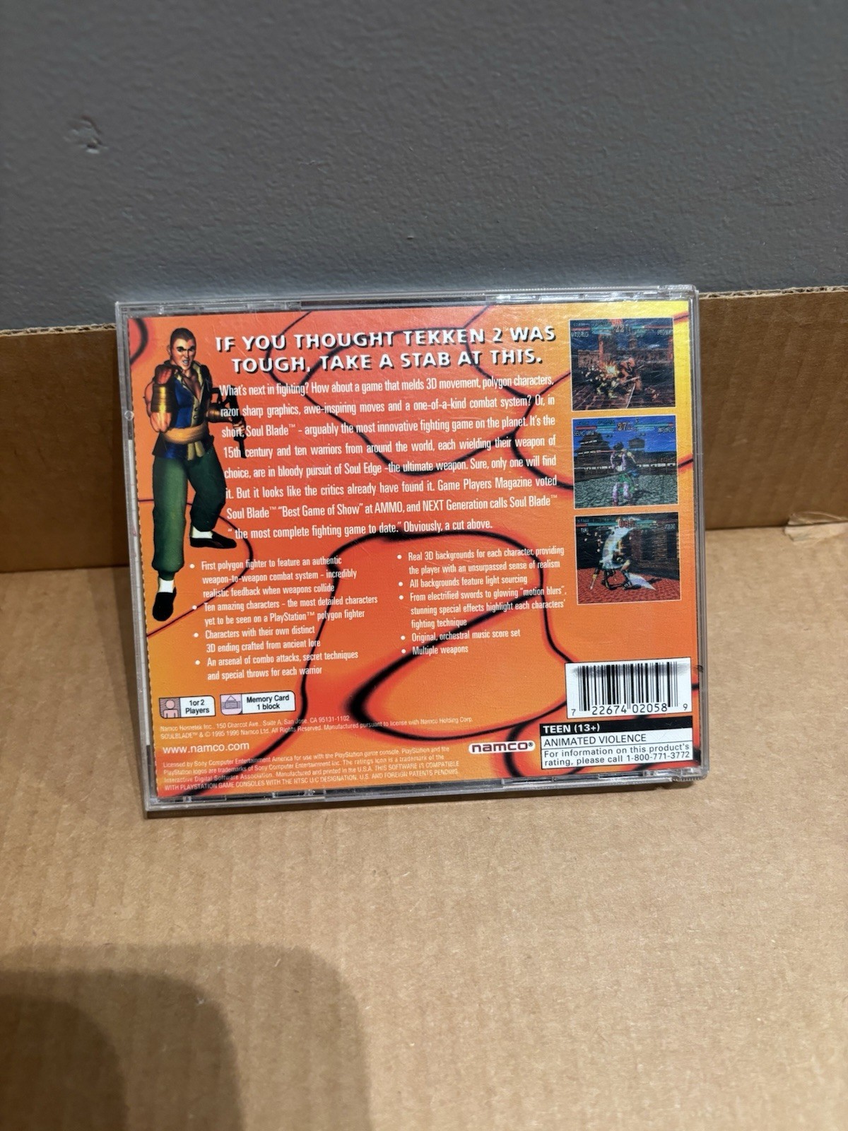 Namco Soul Blade Sony PlayStation 1 Game, Multiplayer, Manual Included, 1996