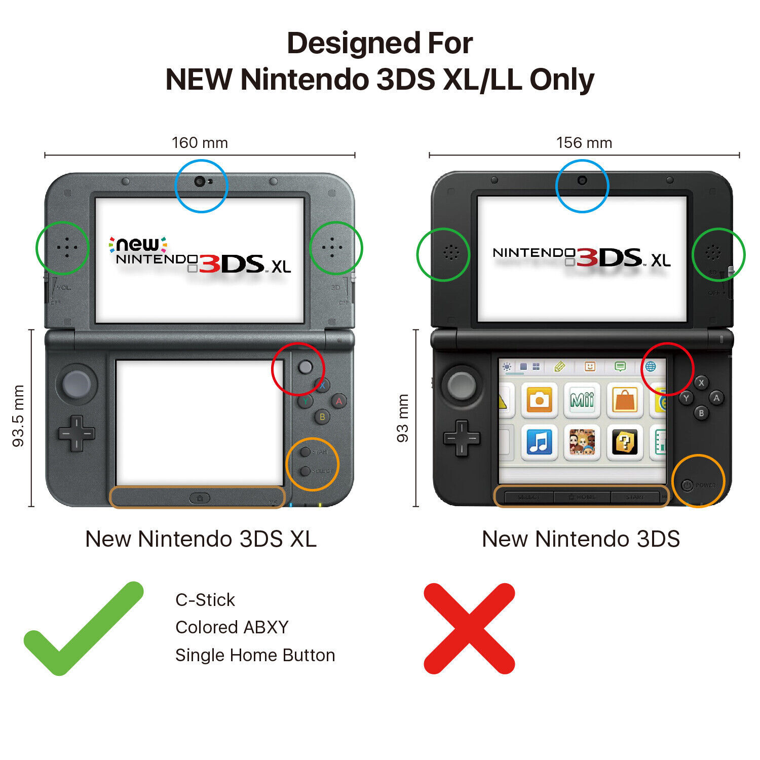 For New 2015 Nintendo 3DS XL/LL Clear Crystal Hard Shell Protective Case Cover
