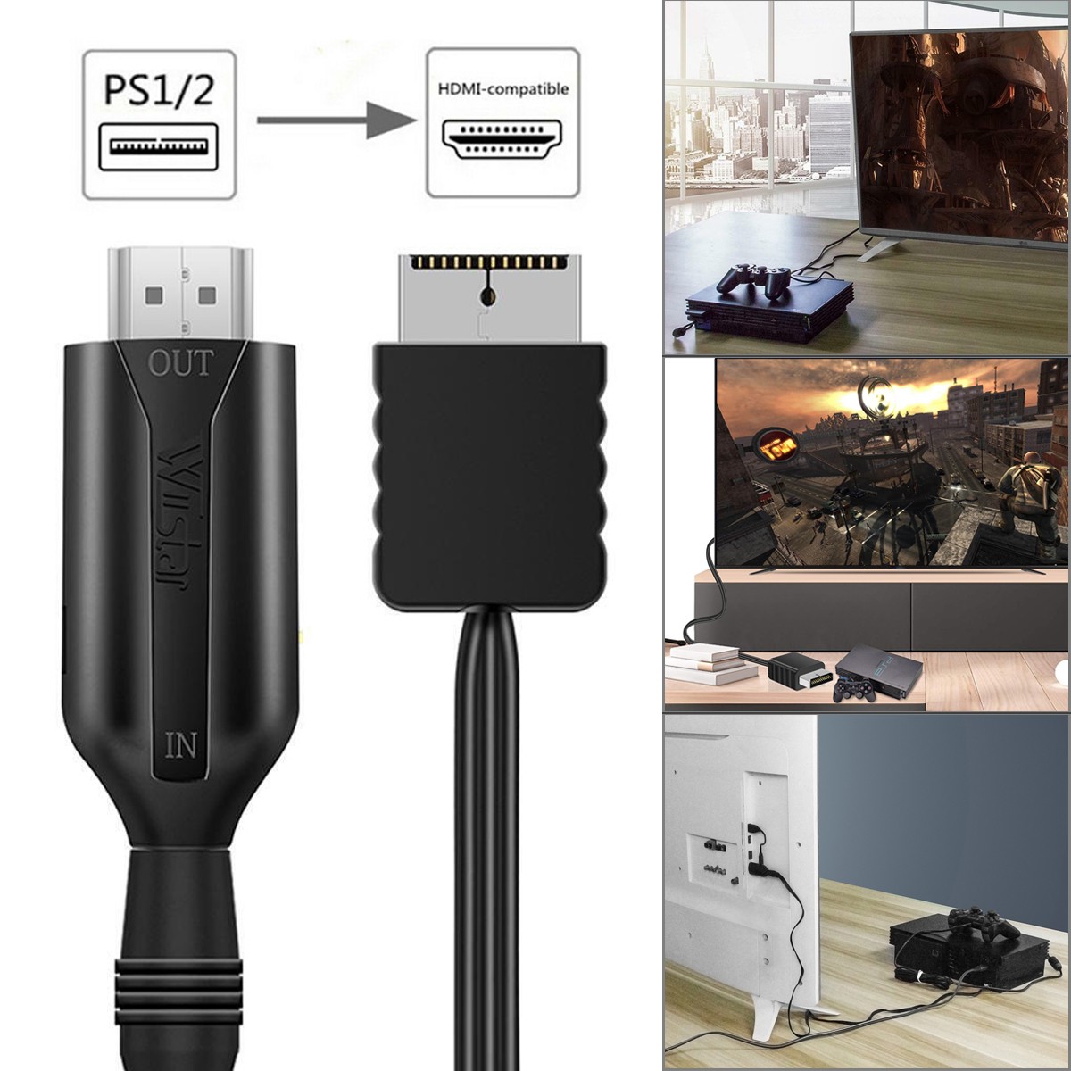 For Playstation PS2 PS1 to HDMI Converter Adapter HD Link Cable 1080P 720P