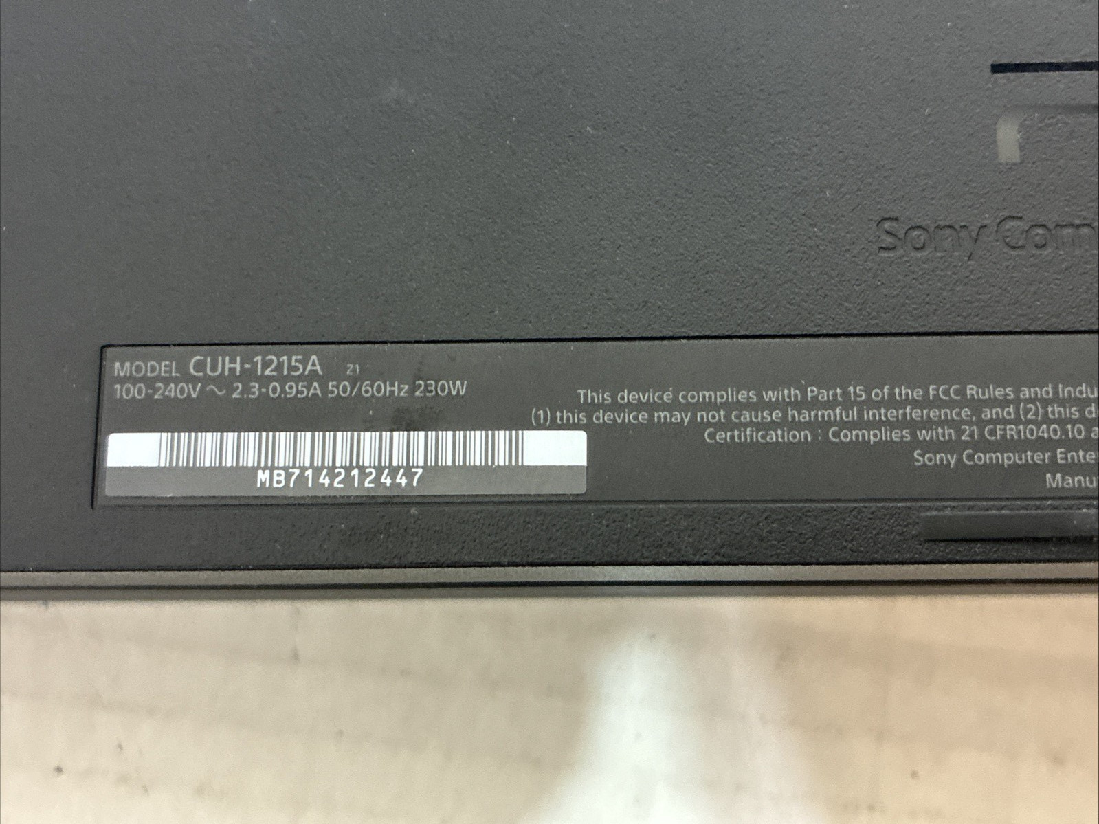 Sony PlayStation 4 PS4 CUH-1215A 500GB Matte Black Console Only Untested