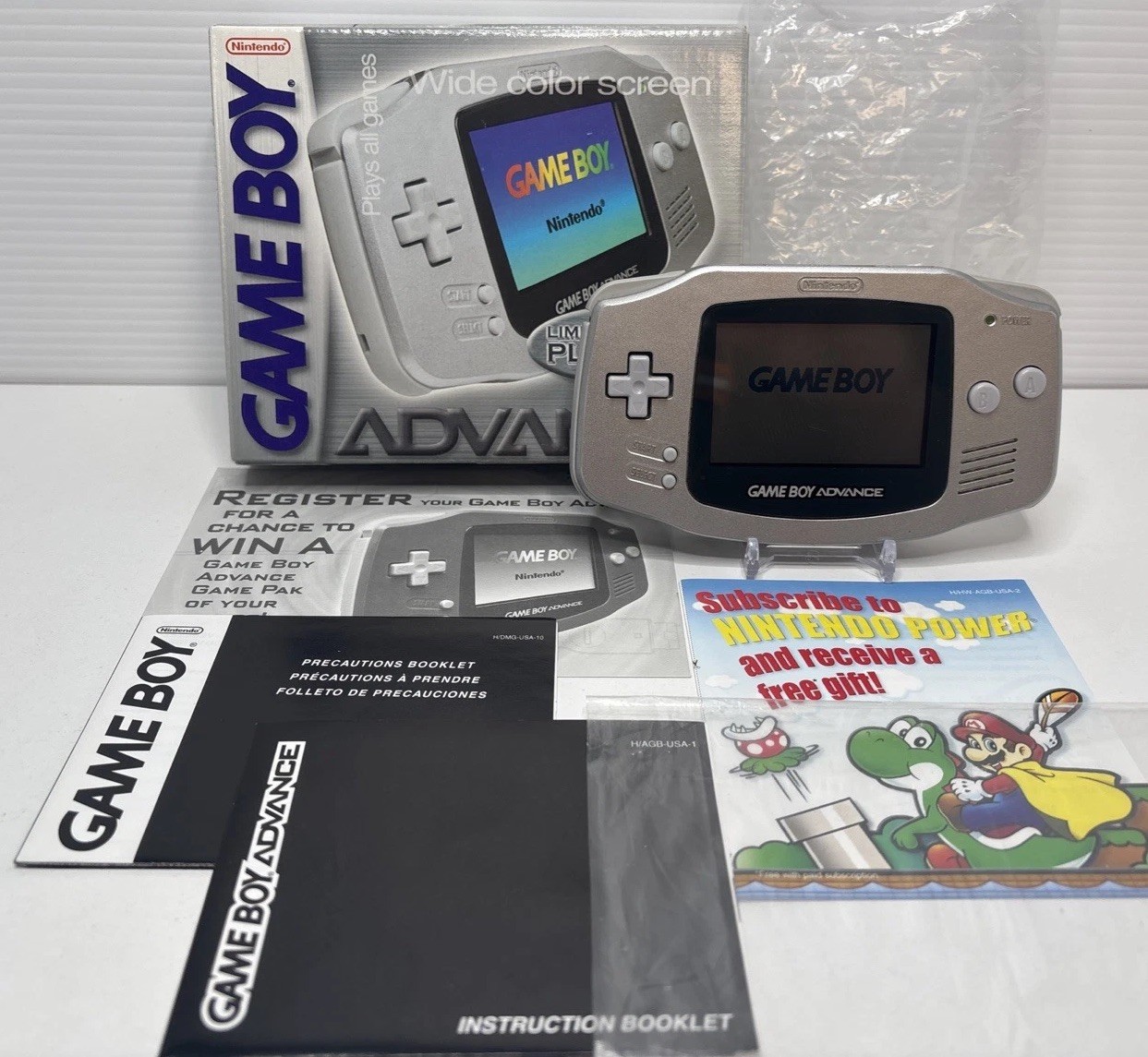 Nintendo Gameboy Advance Platinum Silver Console With Box + Manual GBA CIB