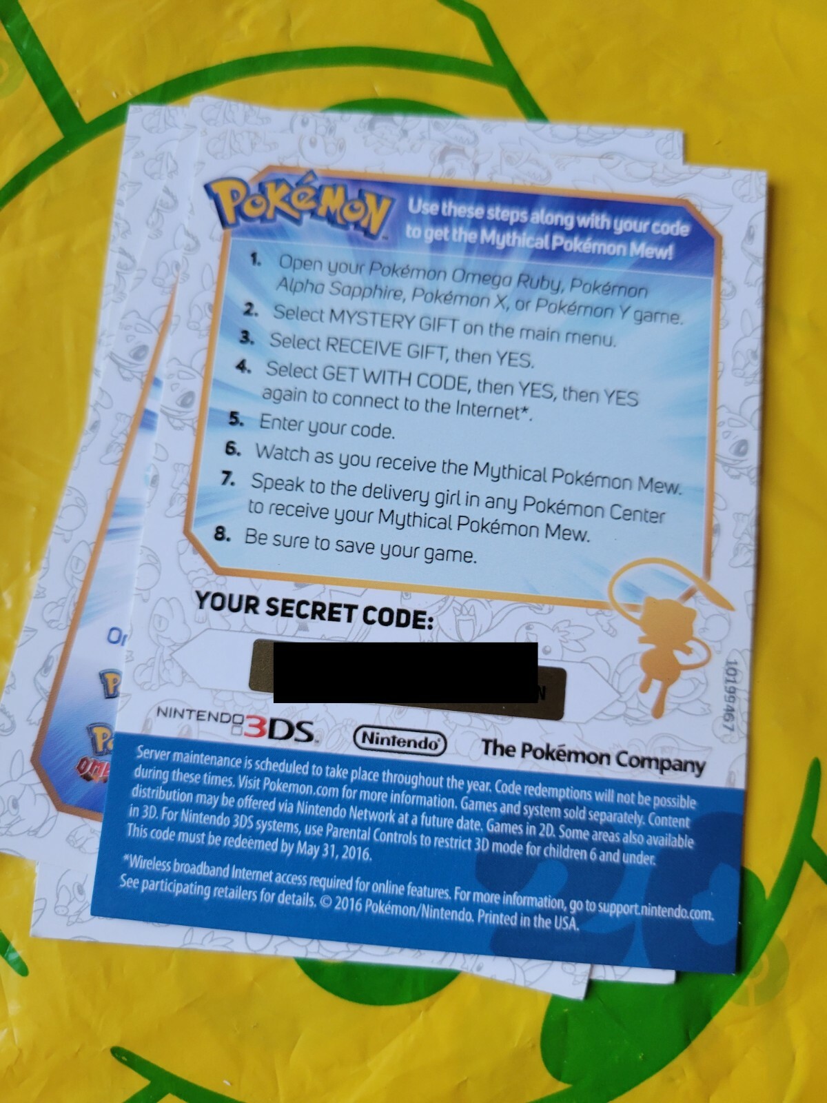 Pokemon Mythical Mew Download Card 2016 Expired