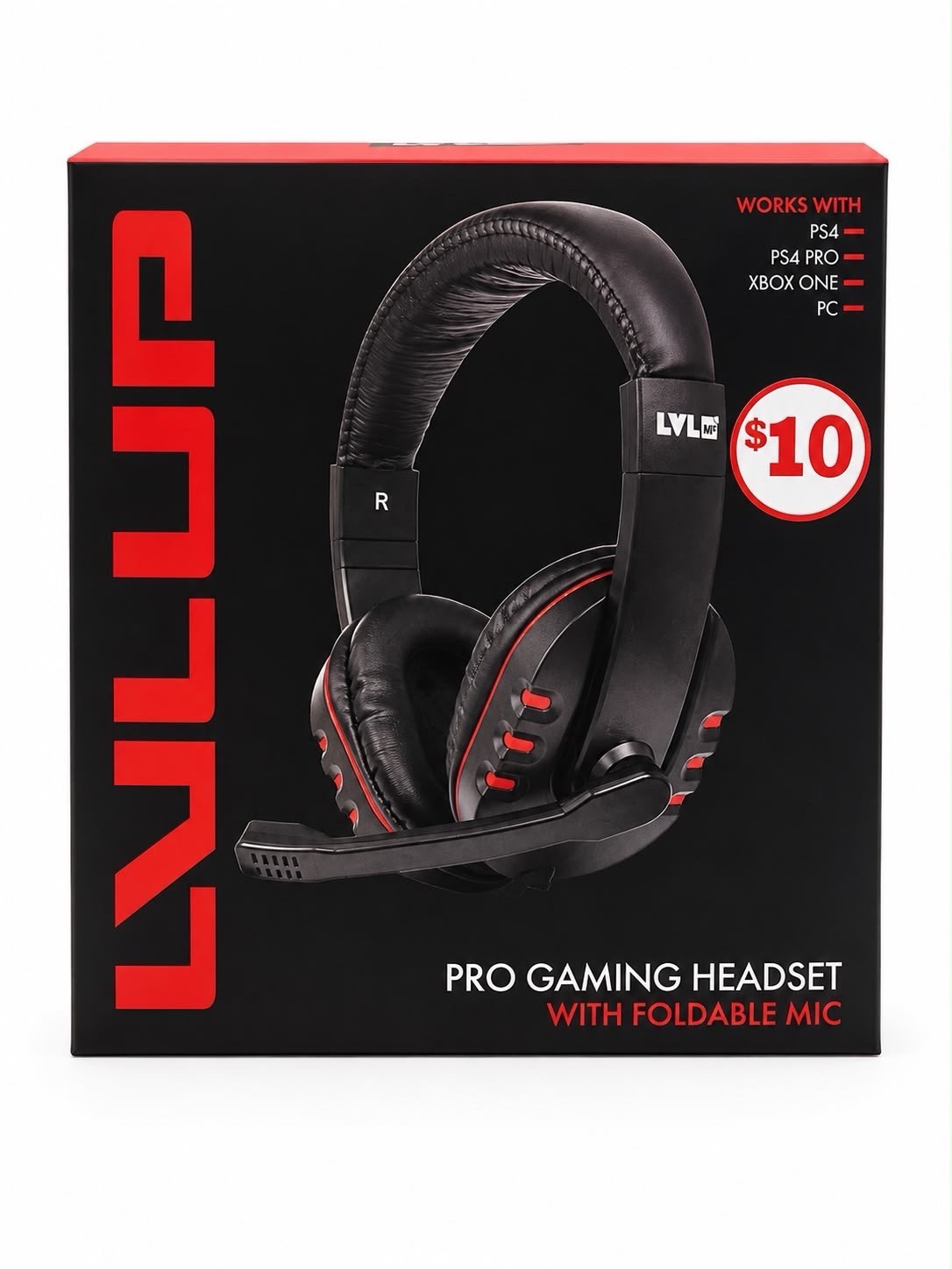 LVLUP Pro Gaming Headset w/Foldable Mic PS4/Pro, Xbox One, Mac & PC – Box Damage
