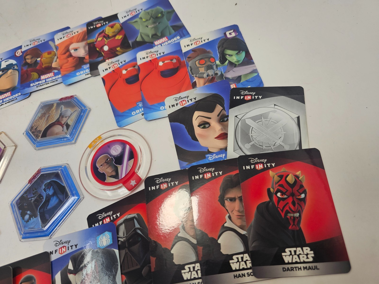 Disney Infinity Power Disc and Web Code Cards Mixed Lot Star Wars Marvel