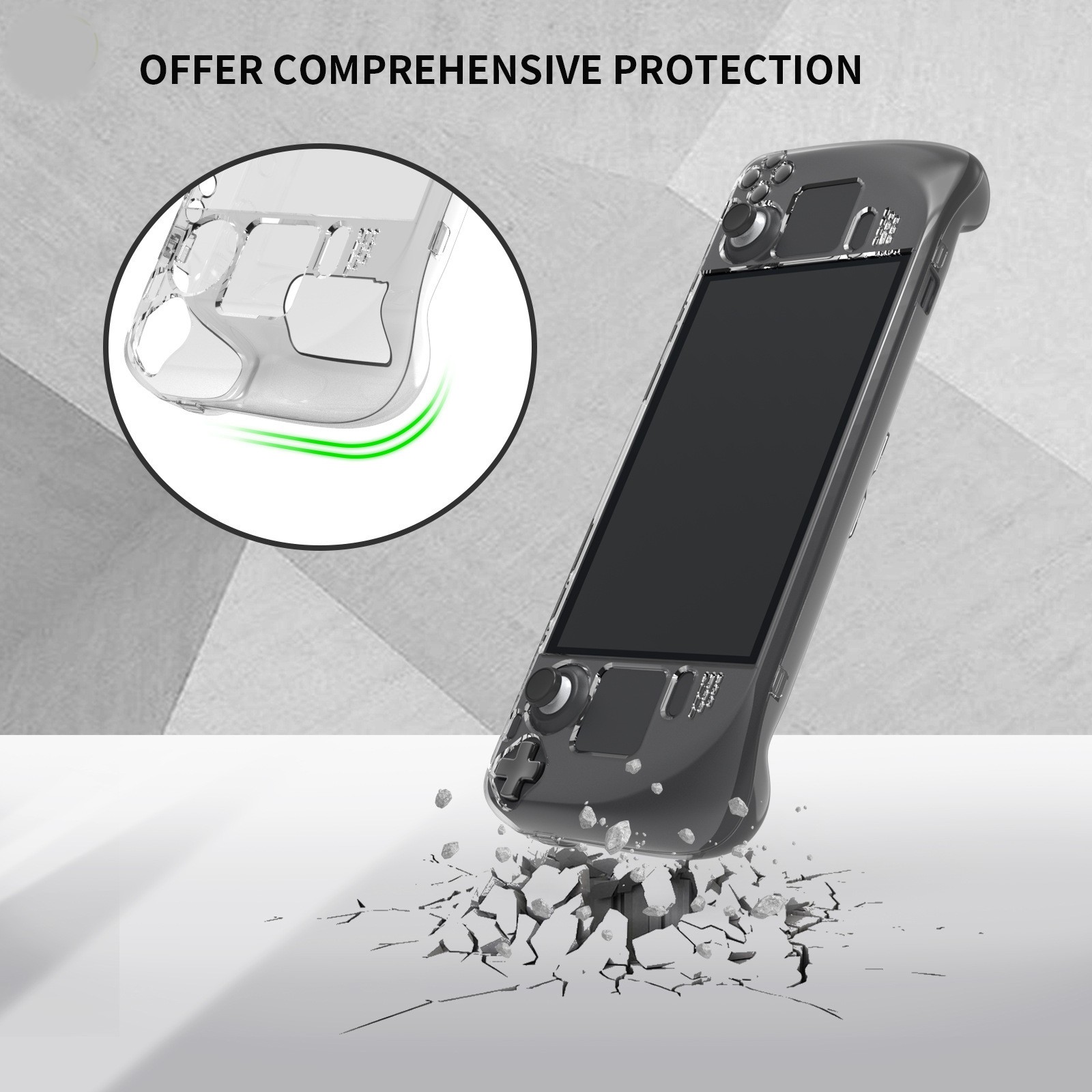 Anti-Slip Crystal Clear Console Protective Case Stand Cover Shell for Steam Deck