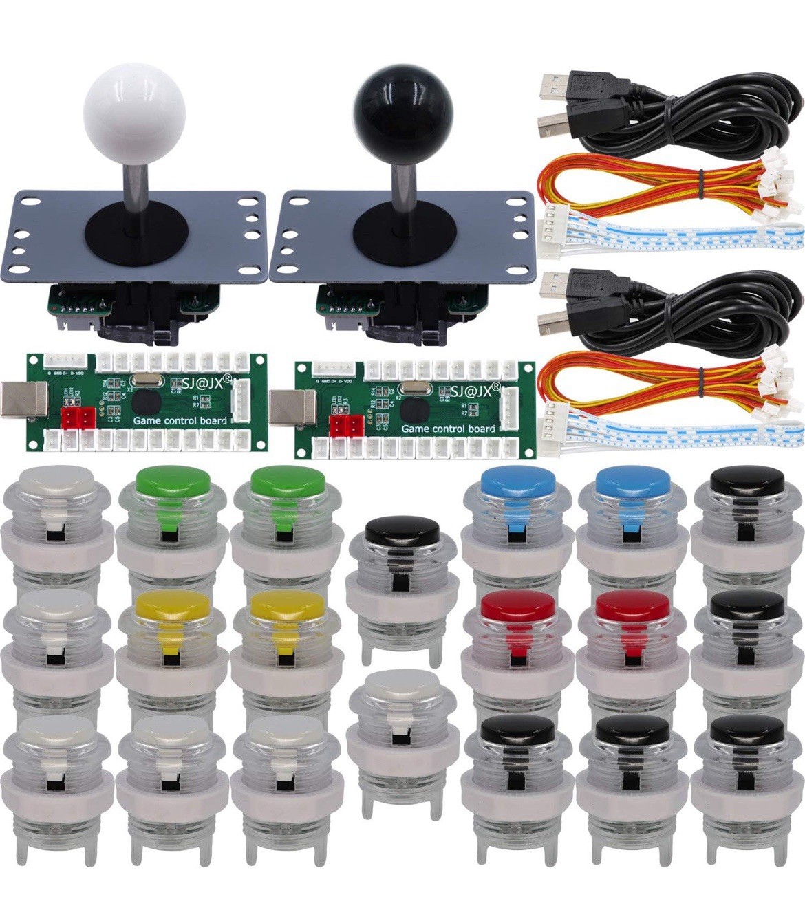 2 Player Arcade Game DIY Kit, USB Encoder, Joystick, Button for PC, Raspberry Pi