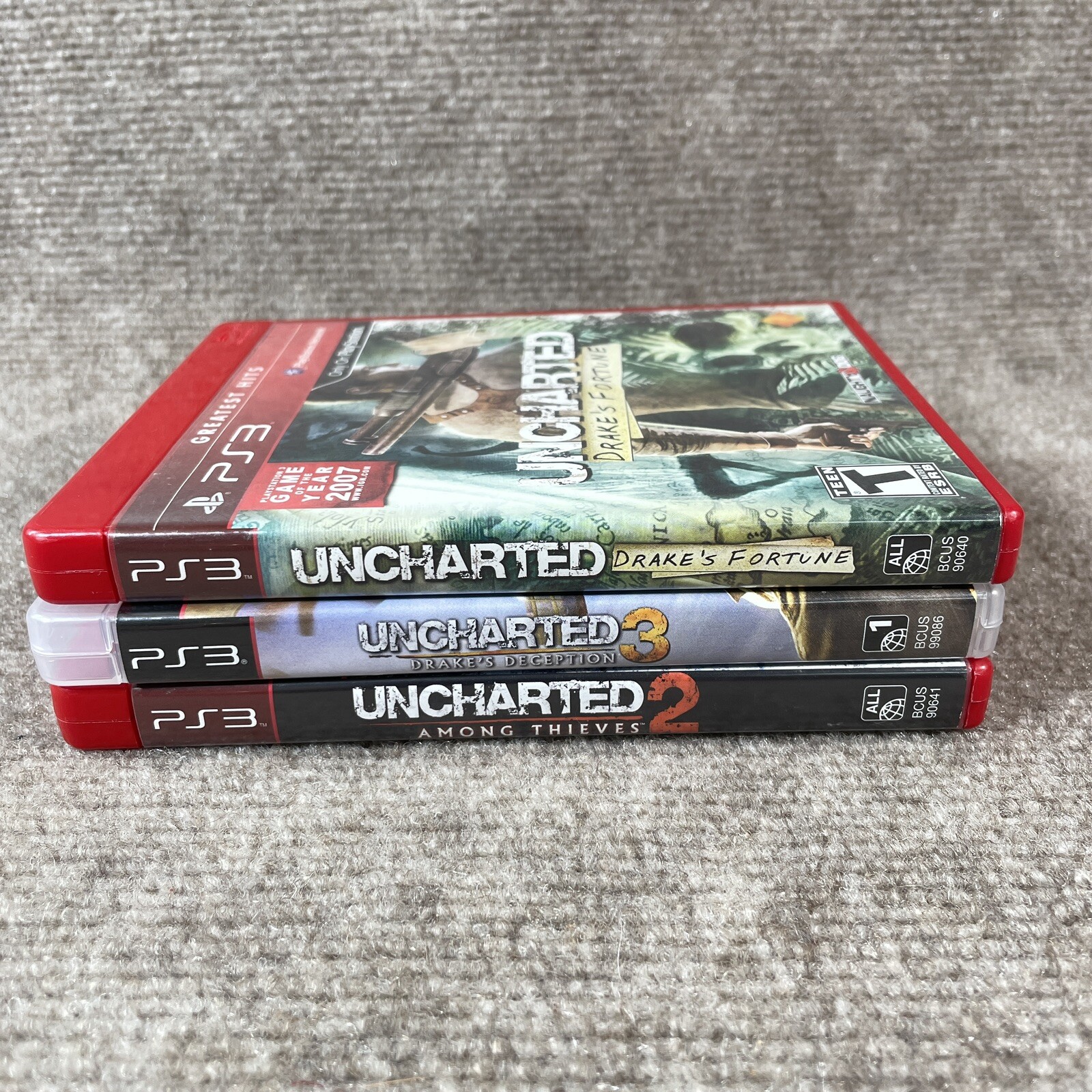 Lot Of 3 Uncharted 2 3 Drake’s Fortune Among Thieves Deception Adult Owned PS3