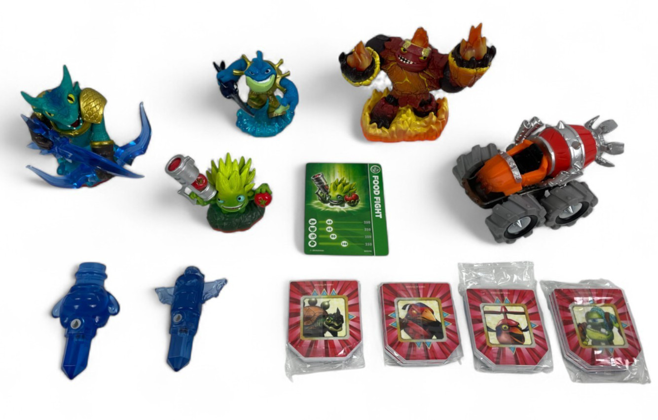 Skylanders Trap Team Lot Food Fight Snap Shot Rip Tide Hot Head Skystones Cards