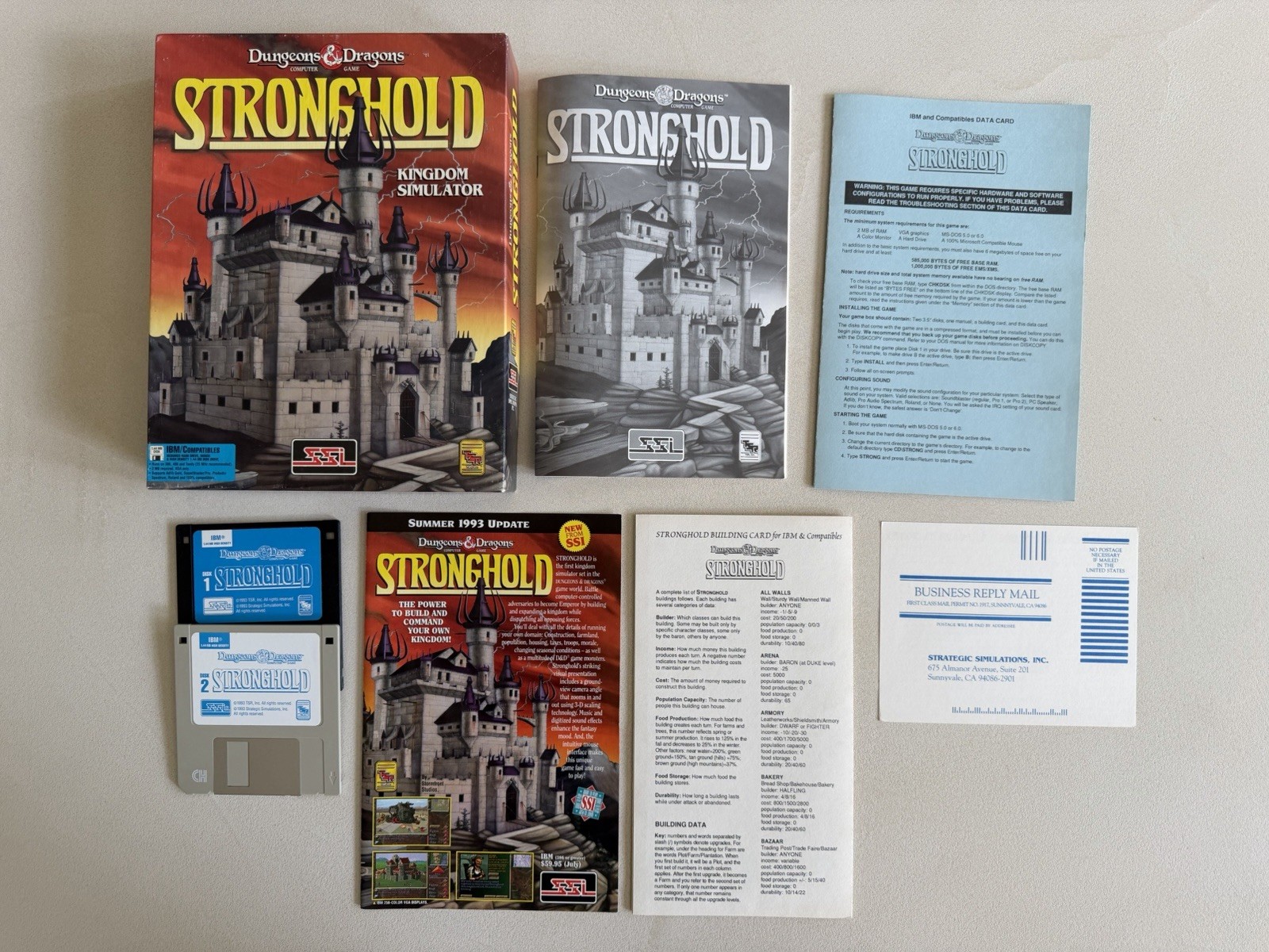 SSI Dungeons Dragons Stronghold MS-DOS 3.5″ Floppy PC 1993 Big Box
