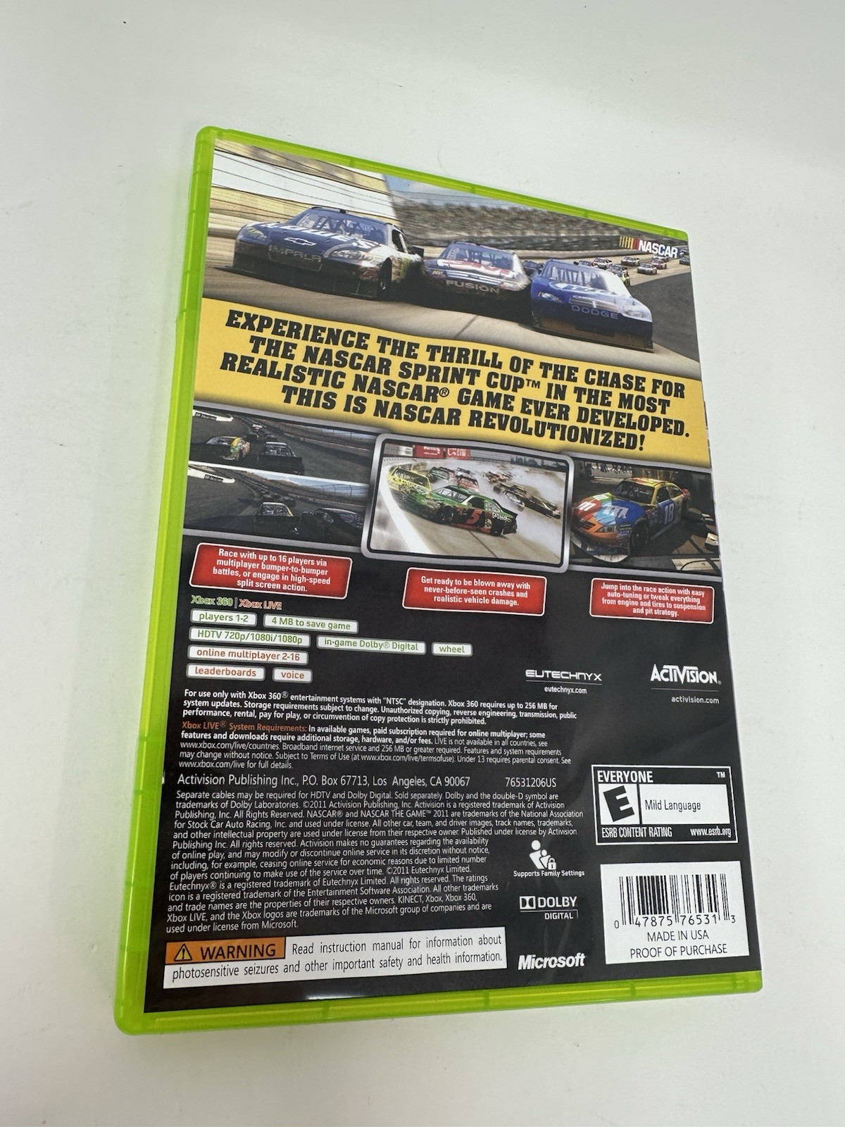 Nascar 2011: The Game – Microsoft Xbox 360 w/ Manual – MINT Disc!