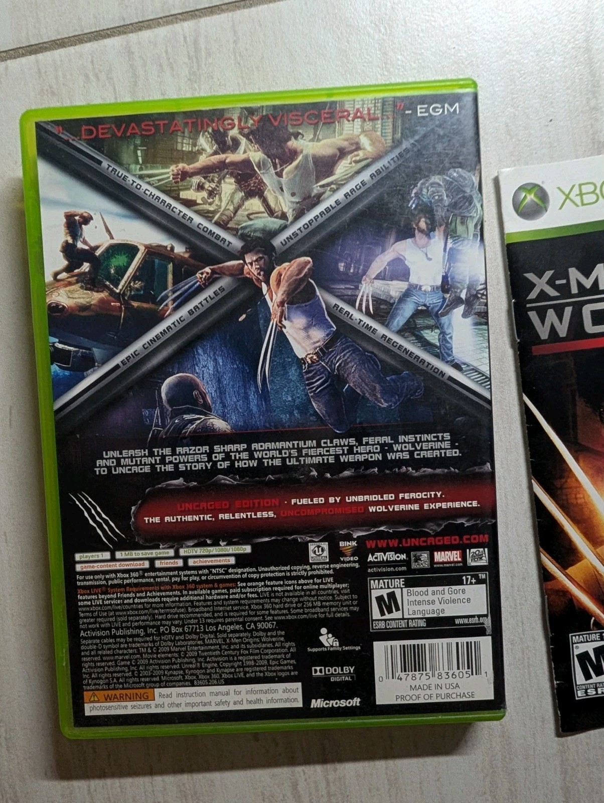 X-Men Origins: Wolverine Uncaged Edition Complete In Box CIB Microsoft Xbox 360