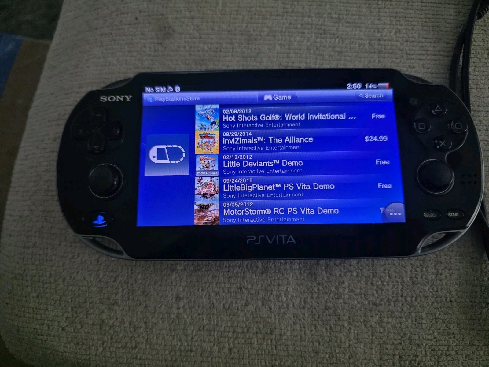 Sony Ps Vita PCH-1100 Crystal Black Model Console And Charger TESTED