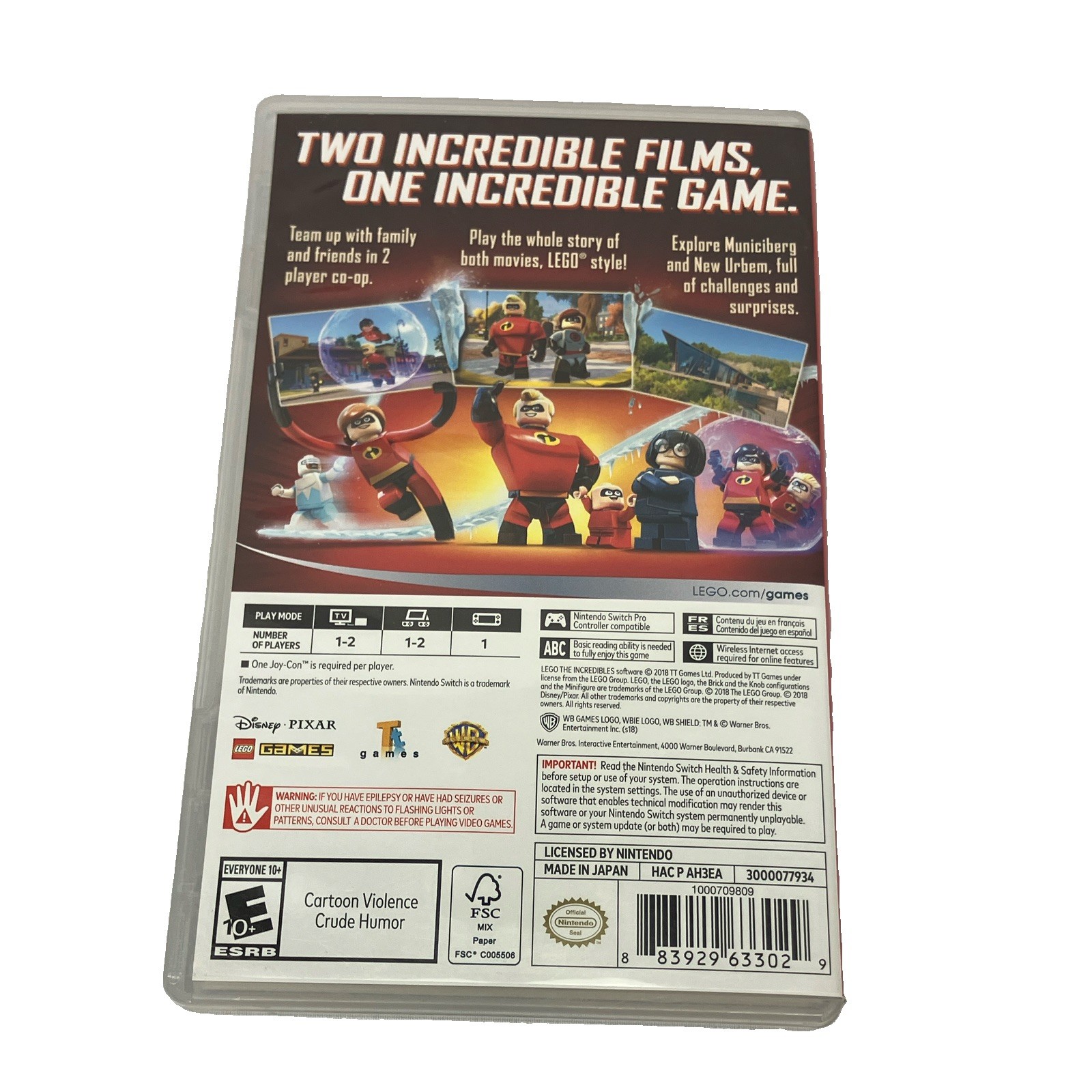WB Games LEGO The Incredibles Nintendo Switch w/ Case, NTSC-U/C E10+ (2018)