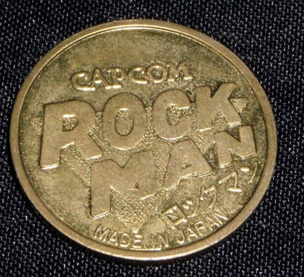 Vintage Capcom Rockman Mega Man Golden Metal Coin Medal Dr Light