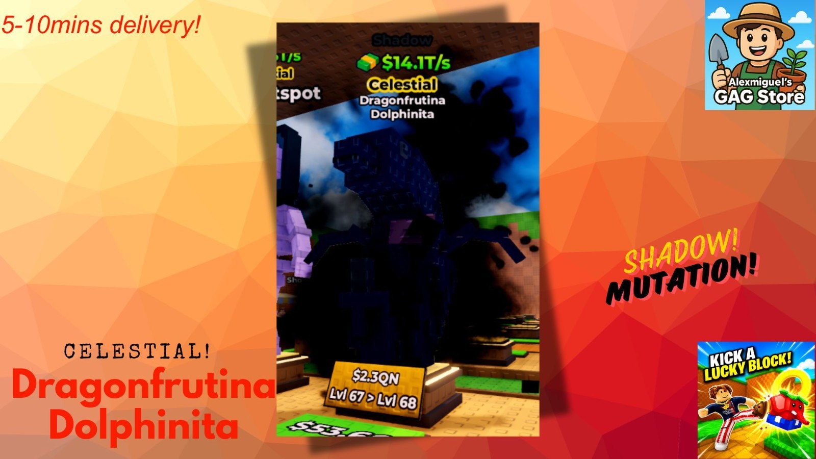 KICK A LUCKY BLOCK🍀 | OP! BRAINROTS | ⚡CHEAP & FAST DELIVERY!⚡PRICE BELOW 3.99$