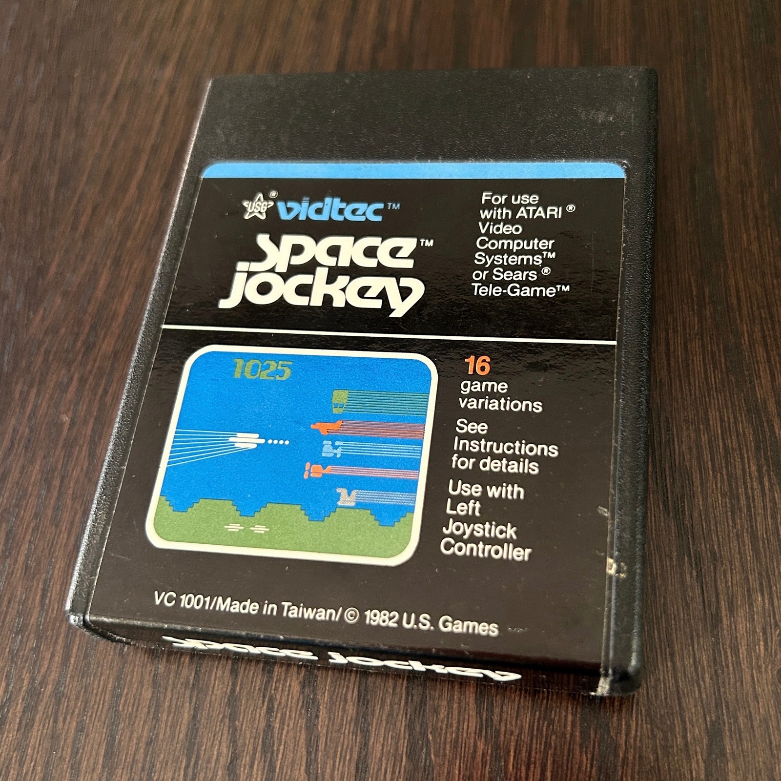 1982 Space Jockey Atari 2600 Video Game Cartridge by Vidtec + U.S. Games TESTED