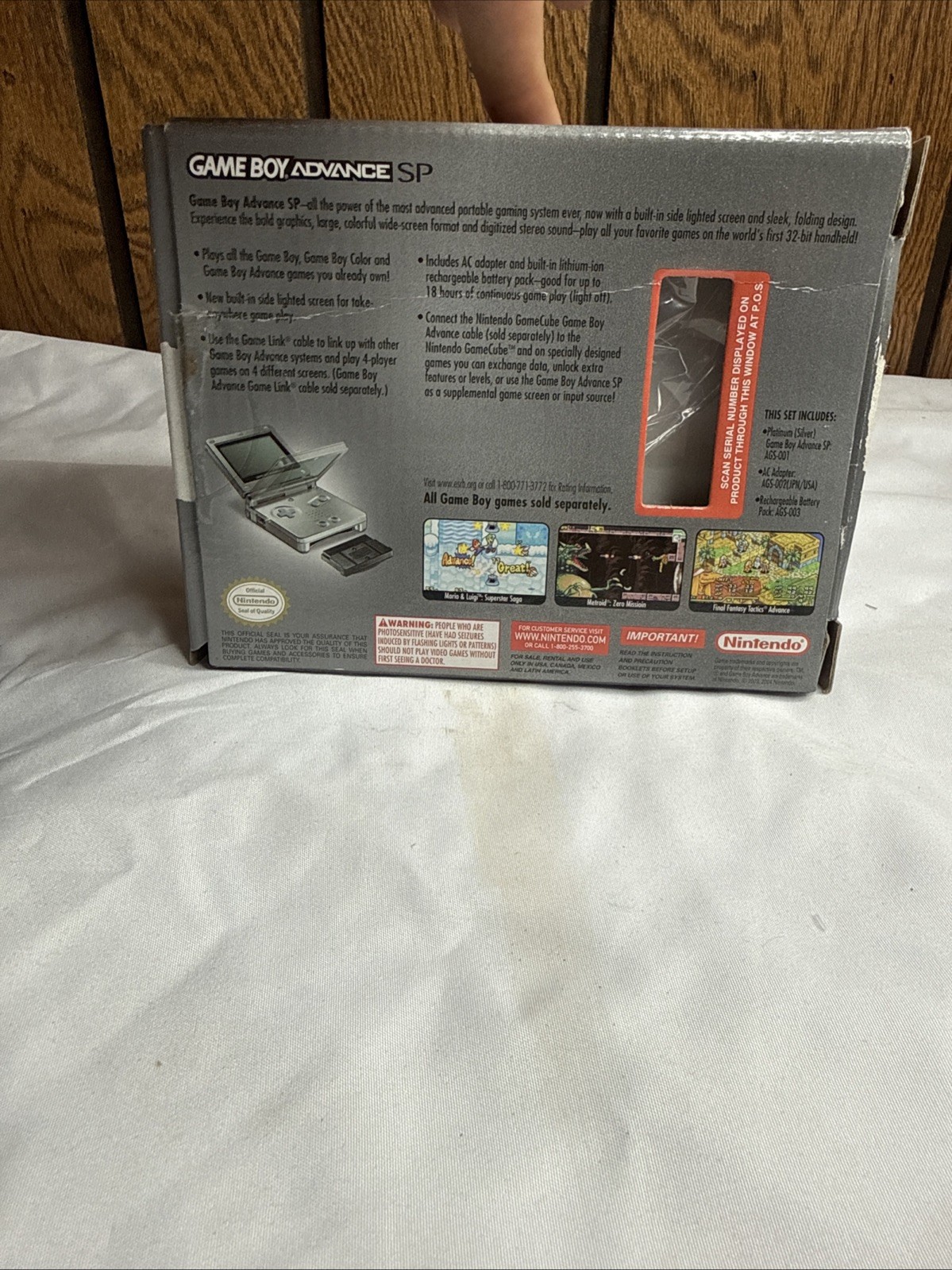 Platinum Silver Nintendo Game Boy Advance SP Box ONLY Rare “Unfortunate Events”