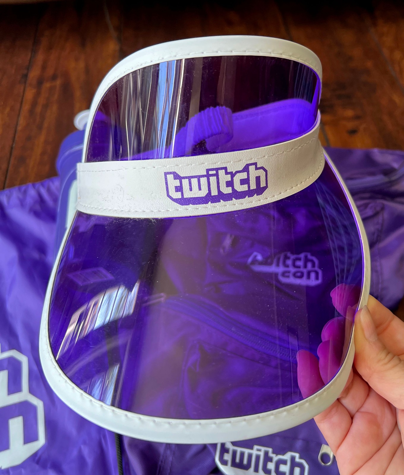 Twitch Con 2017 Merch Lot Fanny Pack Visor Cup Drawstring Bag TwitchCon Purple