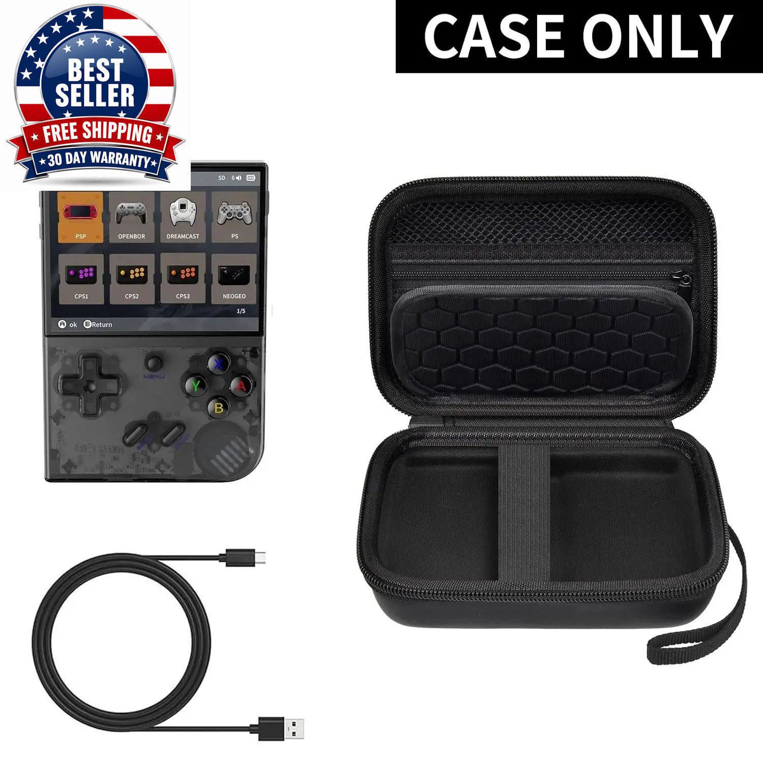 Travel Case Compatible with RG35XX/ Rg35Xx plus Retro Handheld Game Console, Han
