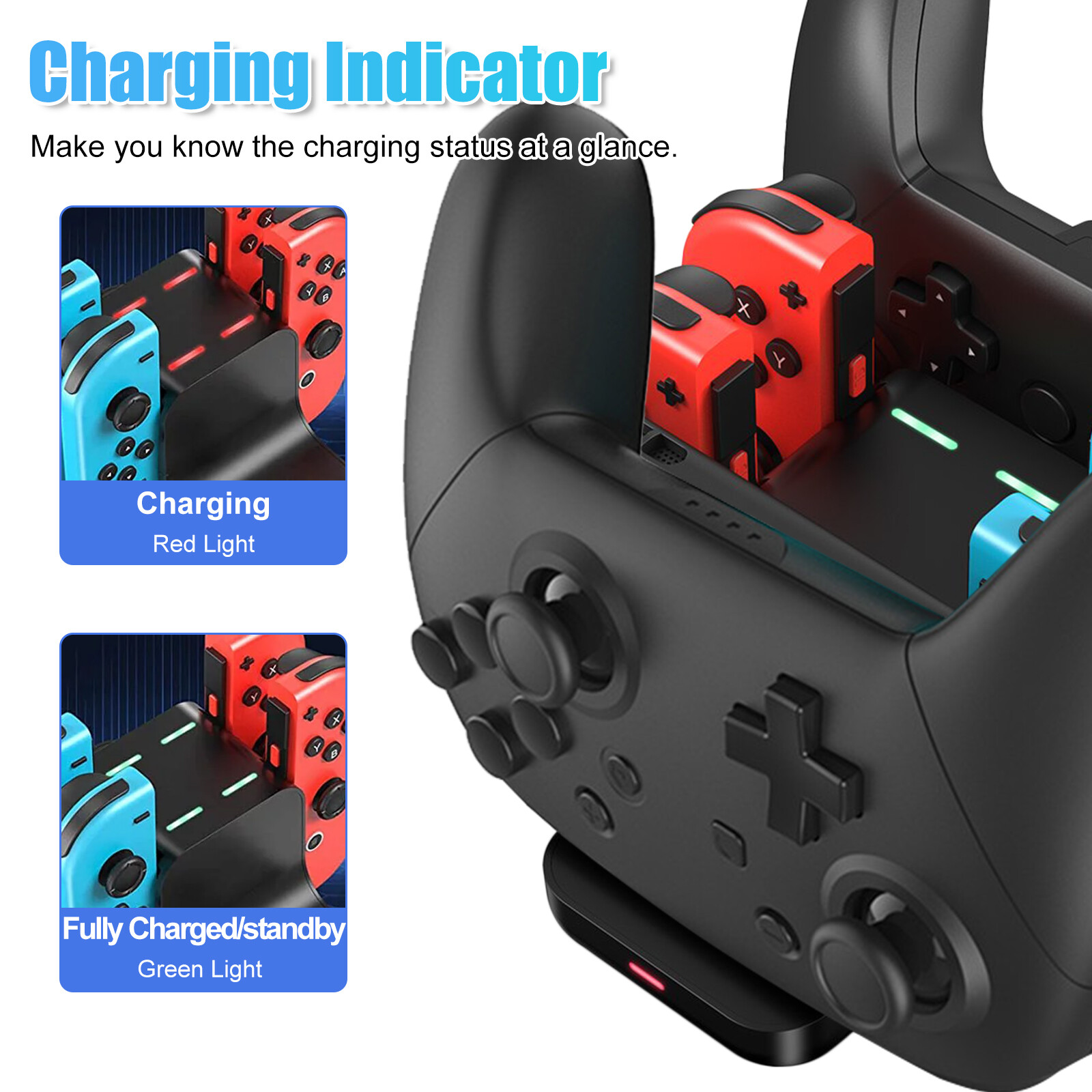 6-in-1 Charging Dock Charge Stand Station for Nintendo Switch Joy-Con Controller