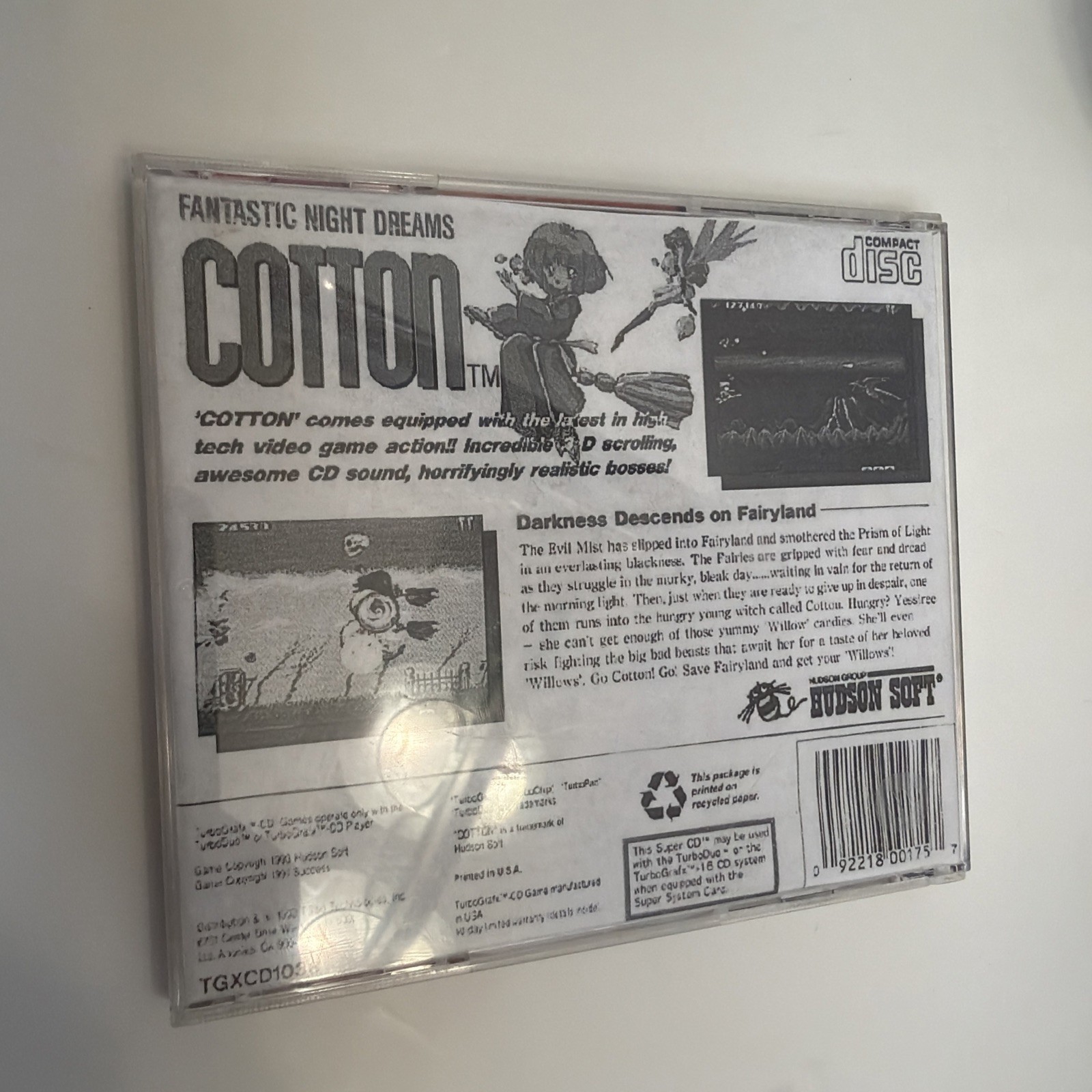 Cotton: Fantastic Night Dreams TurboGrafx Super CD Turbo Duo US Ver Disc +Manual