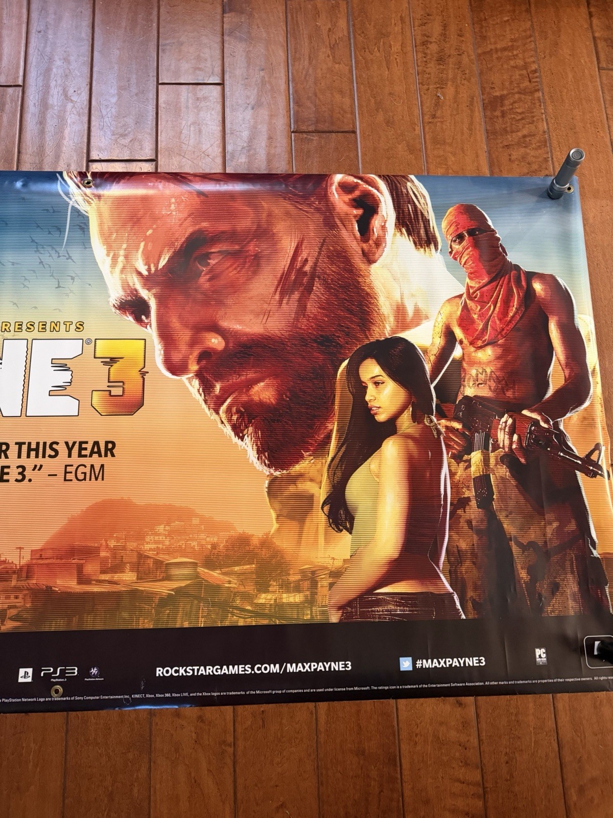 Max Payne 3 Promo Display Vinyl Banner LARGE 36″ X 70″ Store Display Double Side