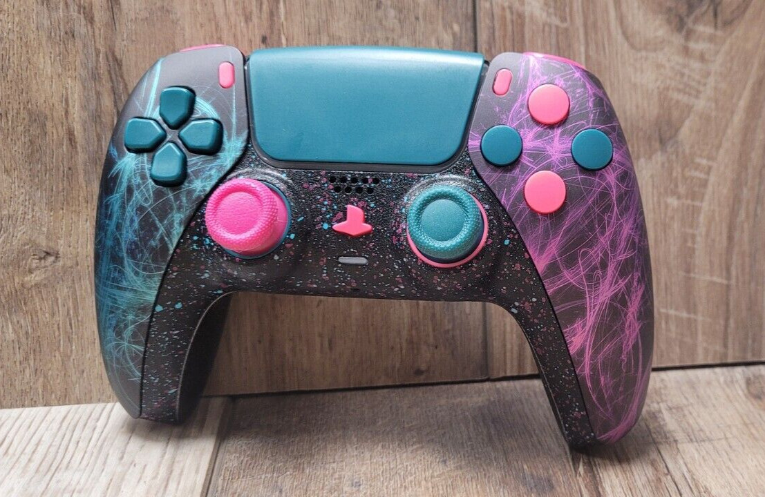 PLAYSTATION/PS5 CUSTOM MULTI COLOR SPLATTER & TEXTURED CONTROLLER💗