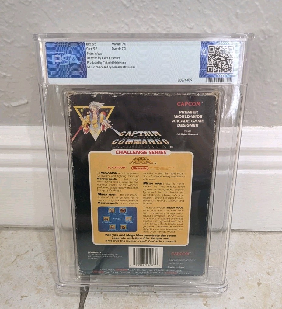 Mega Man Nintendo 1987 NES CIB Dr. Wright Misprint Graded WATA PSA 7.0