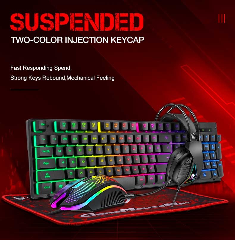 3 IN 1 PC Gaming Keyboard Mouse Gaming Headset Set RGB LED Backlit USB Wired