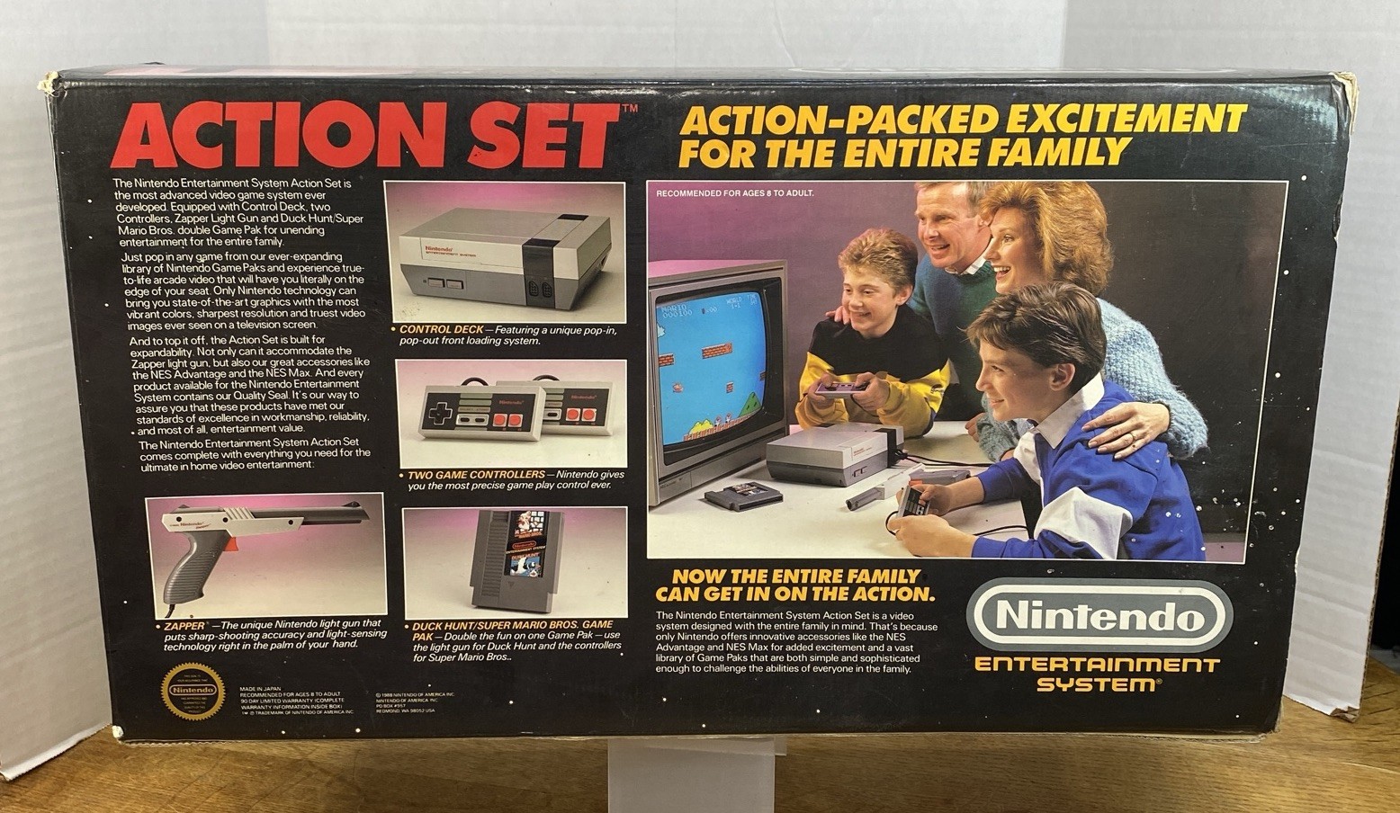 Nintendo NES Action Set – Box Only – Gray Zapper Version – Empty Box Vintage