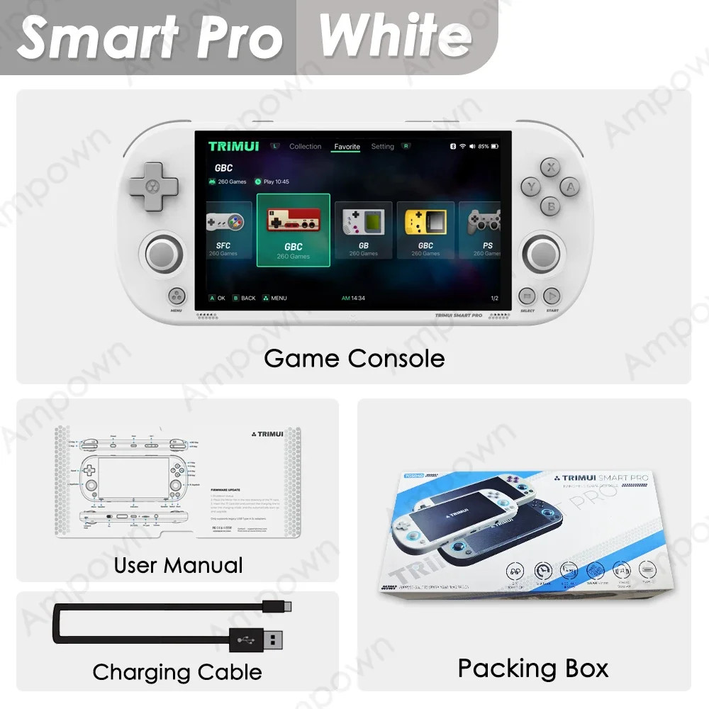 Retro Handheld Console Trimui Smart Pro, 4.96″ IPS Linux RGB Joystick Game Gift