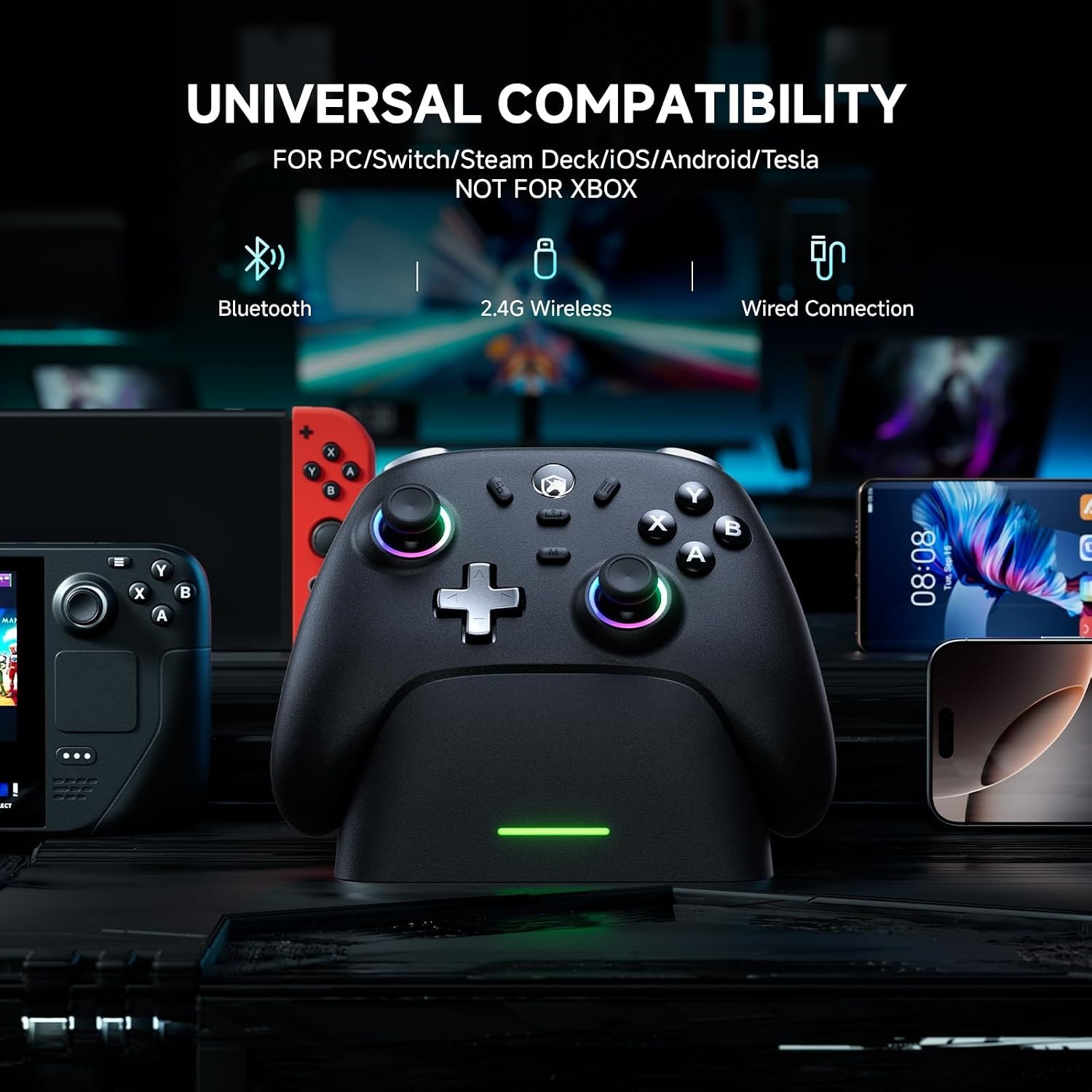PC Gaming Controller with Hall Effect Joysticks and Instant Response Features