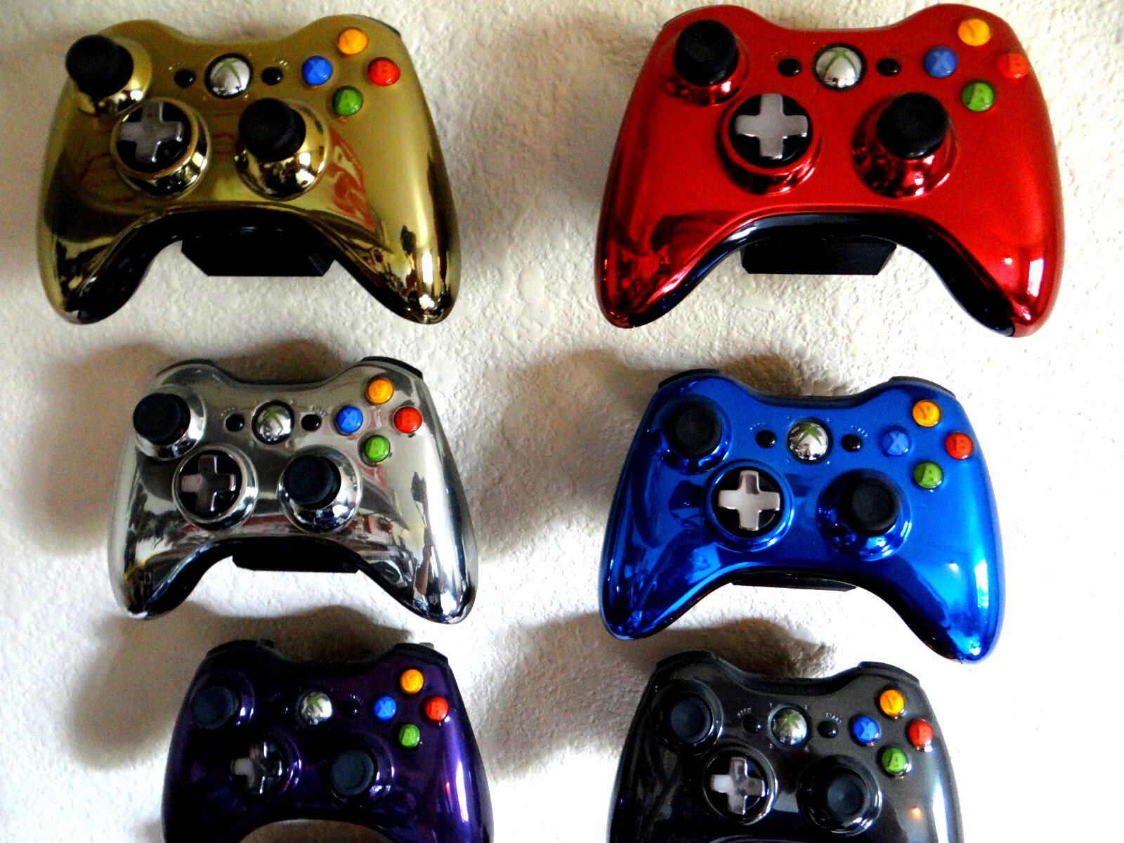 New Chrome Limited Edition Controller Full Set 6 Wall Hangers Xbox 360 lot of 6