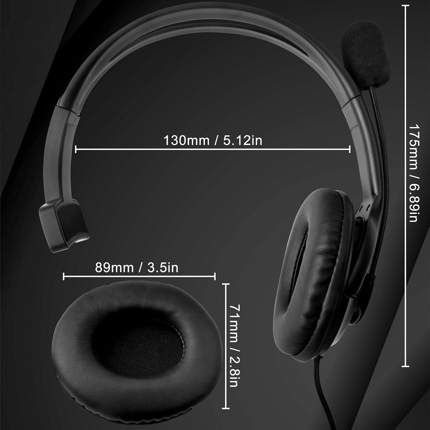 Joso One Ear Wired Headset with Mic: USB-C/A Chat Headphone for PS5 Xbox PC Mac