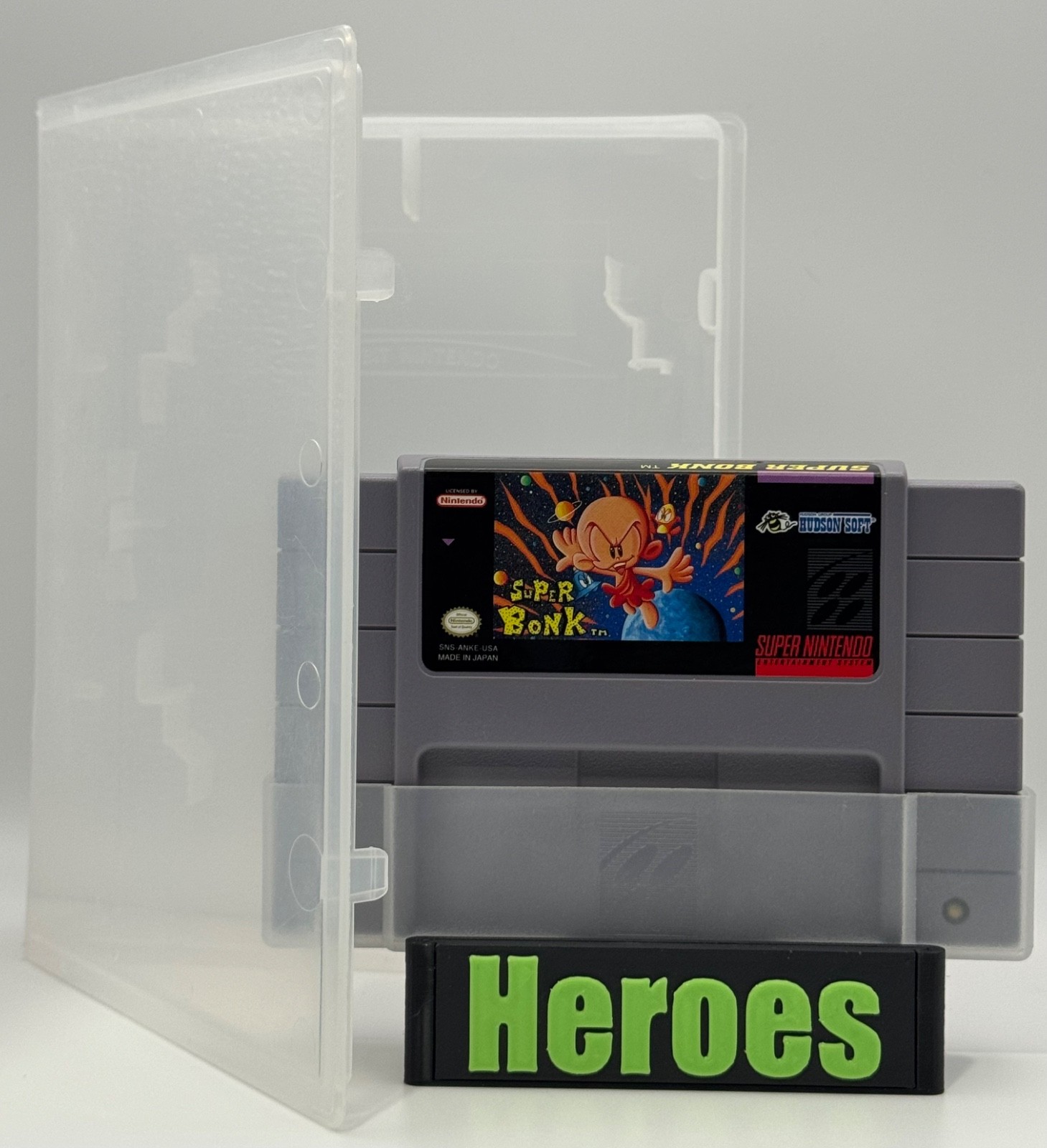 Super Nintendo SNES Super Bonk, Game, Case, Verified Working (See Video)