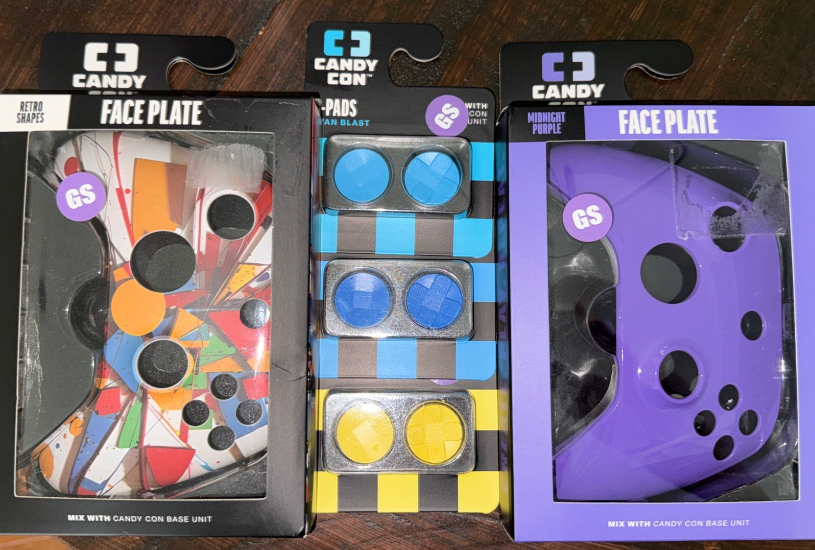 Candy Con Retro Shapes And Midnight Purple Controller Face Plates And D-pads