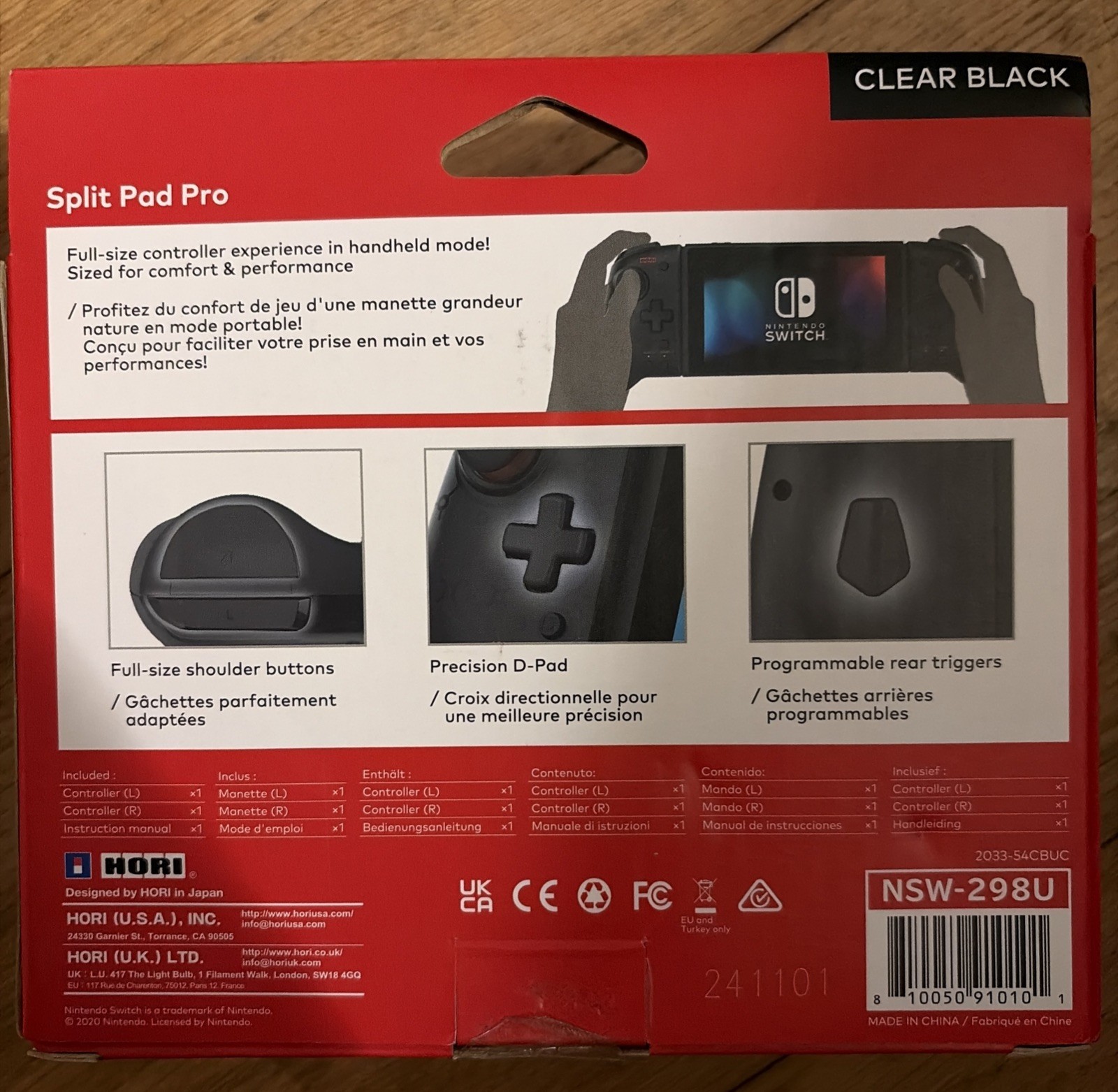 Hori Split Pad Pro Controller Black for Nintendo Switch, Programmable Triggers